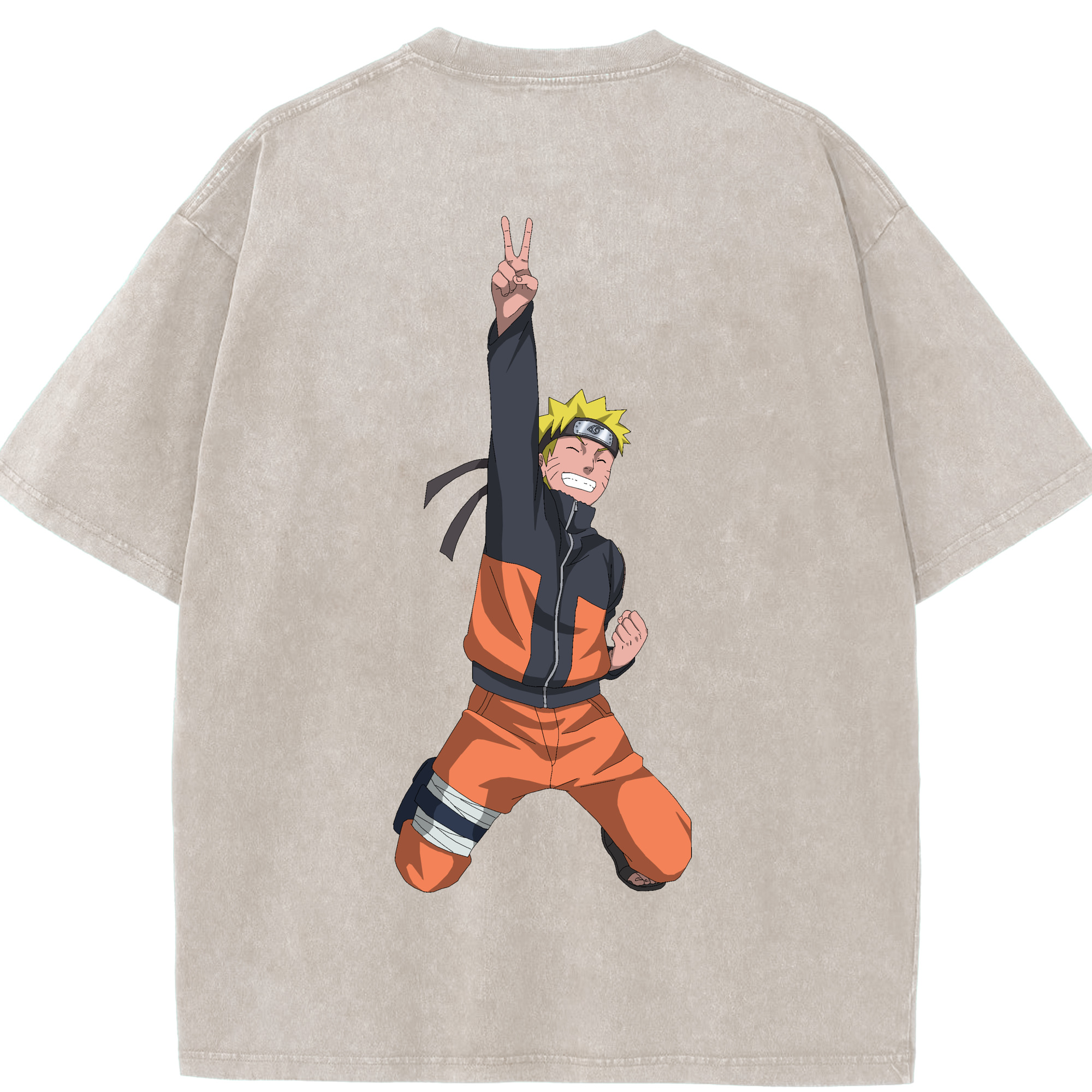 （画像用） NARUTO -ナルト- うずまき ナルト Uzumaki Naruto 綿100% ヴィンテージ風 半袖Tシャツ（背面プリント）