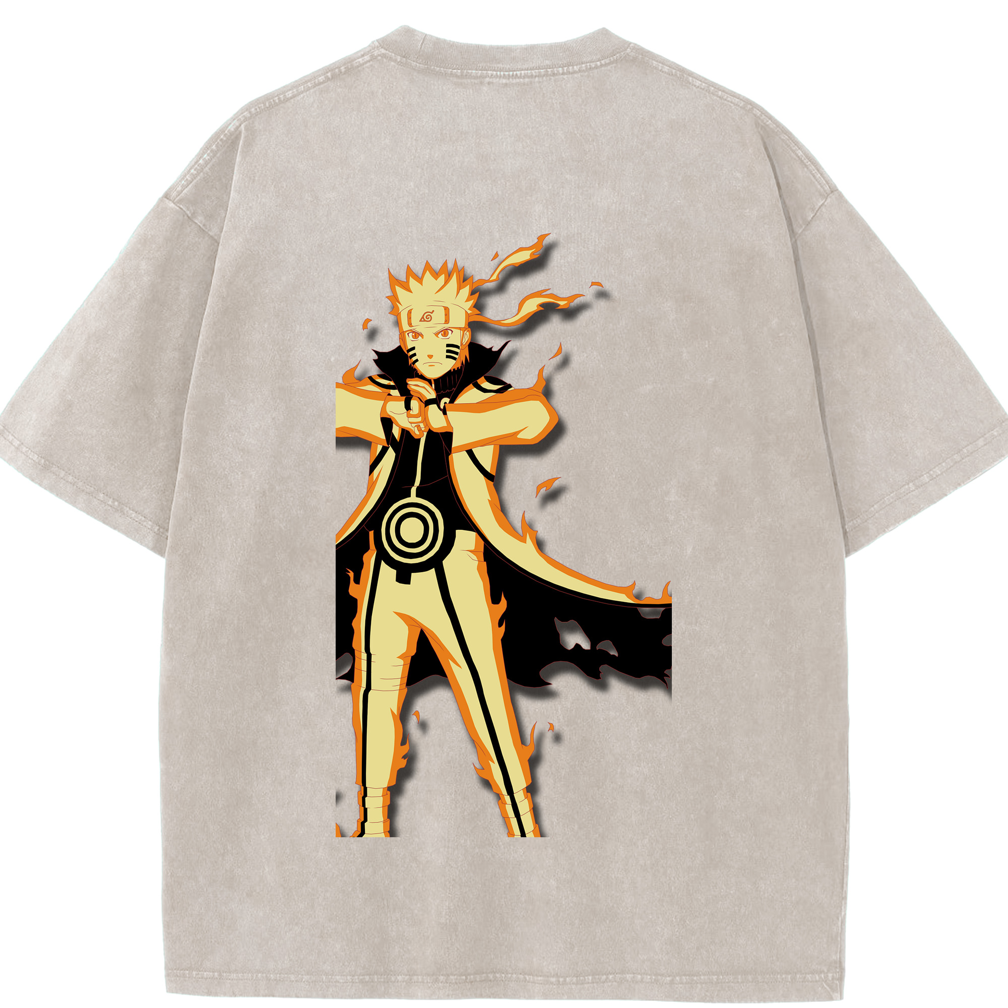 （画像用） NARUTO -ナルト- うずまき ナルト Uzumaki Naruto 綿100% ヴィンテージ風 半袖Tシャツ（背面プリント）