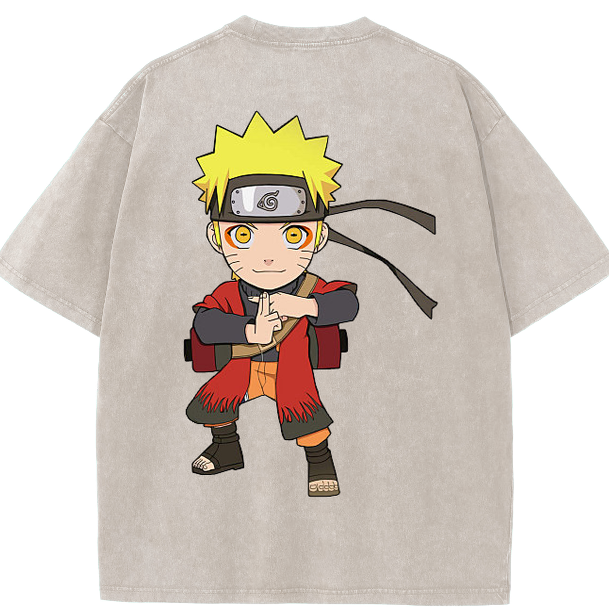 （画像用） NARUTO -ナルト- うずまき ナルト Uzumaki Naruto 綿100% ヴィンテージ風 半袖Tシャツ（背面プリント）