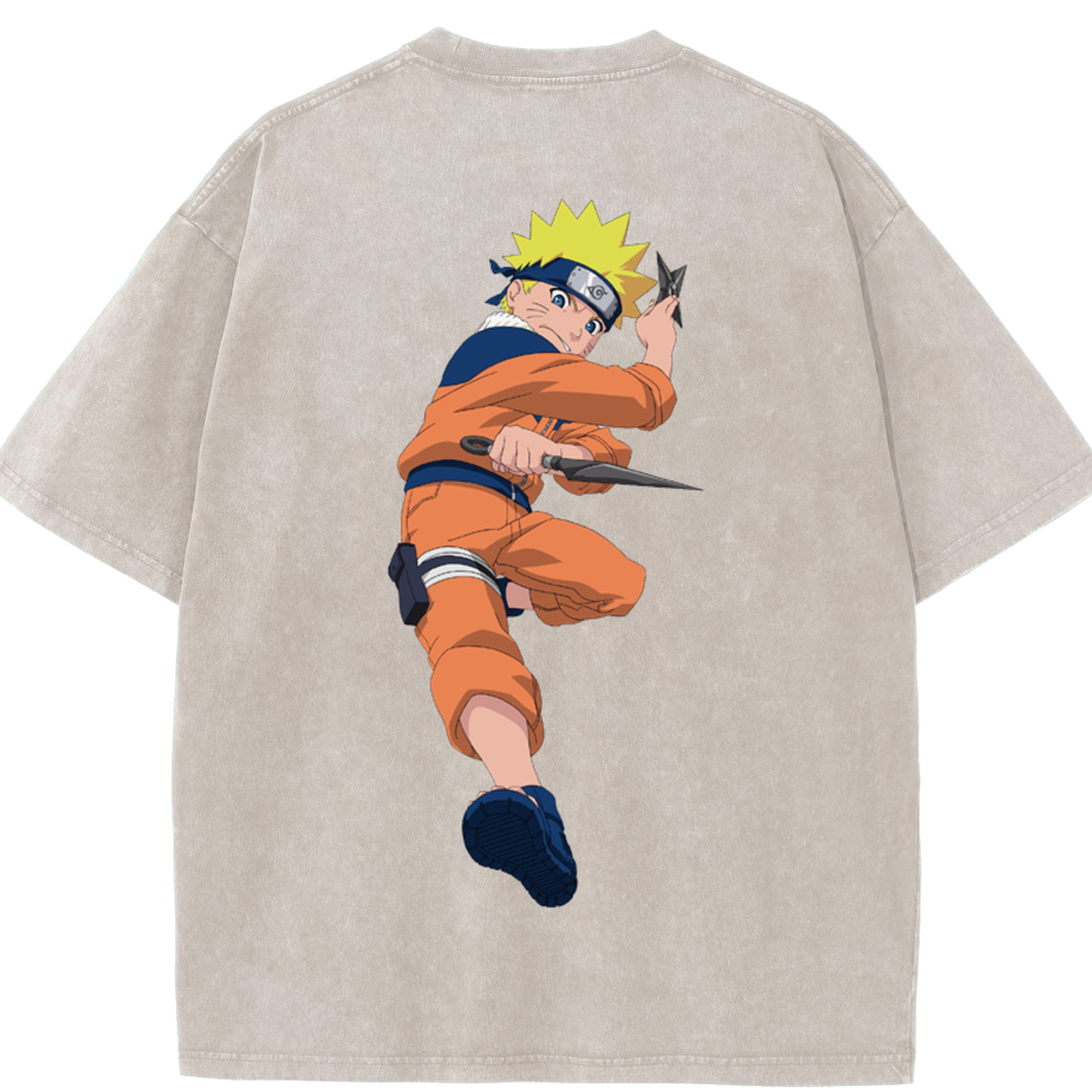 （画像用） NARUTO -ナルト- うずまき ナルト Uzumaki Naruto 綿100% ヴィンテージ風 半袖Tシャツ（背面プリント）