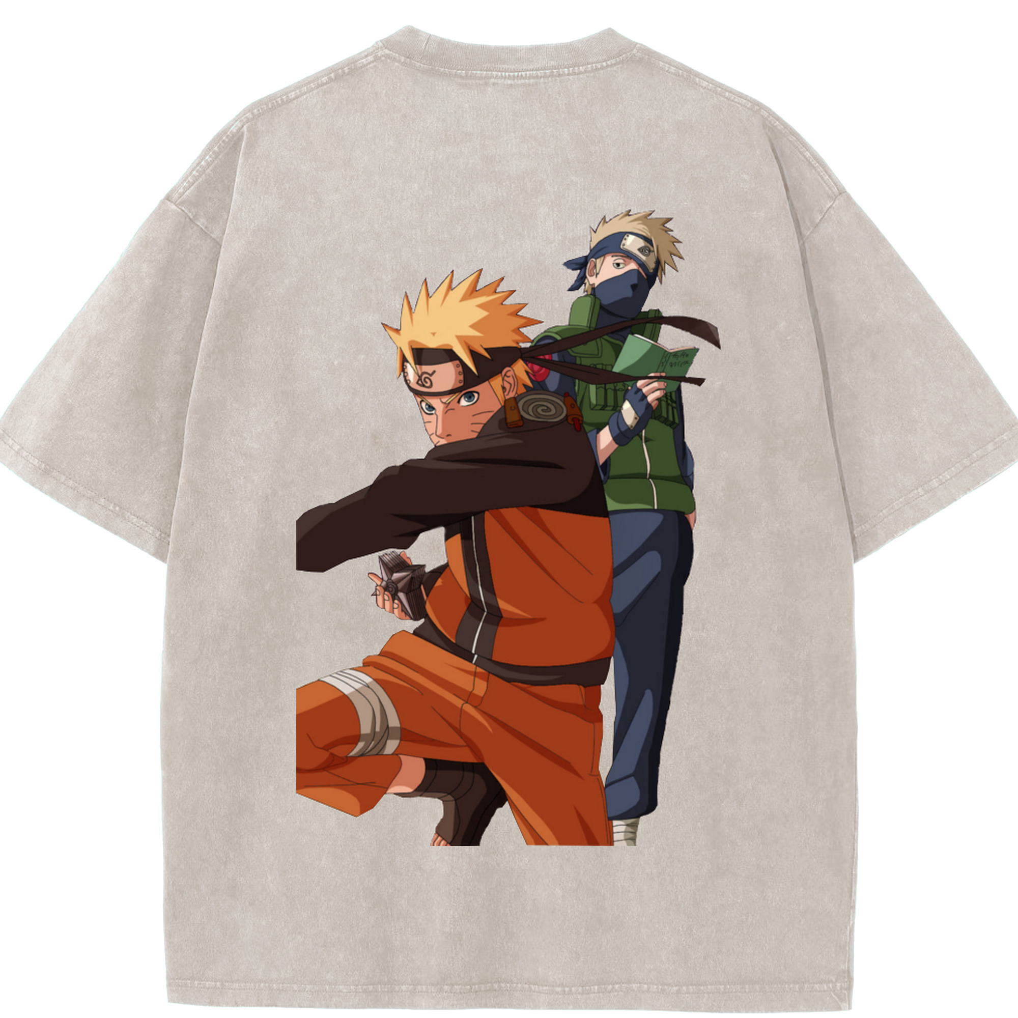 （画像用） NARUTO -ナルト- うずまき ナルト Uzumaki Naruto 綿100% ヴィンテージ風 半袖Tシャツ（背面プリント）