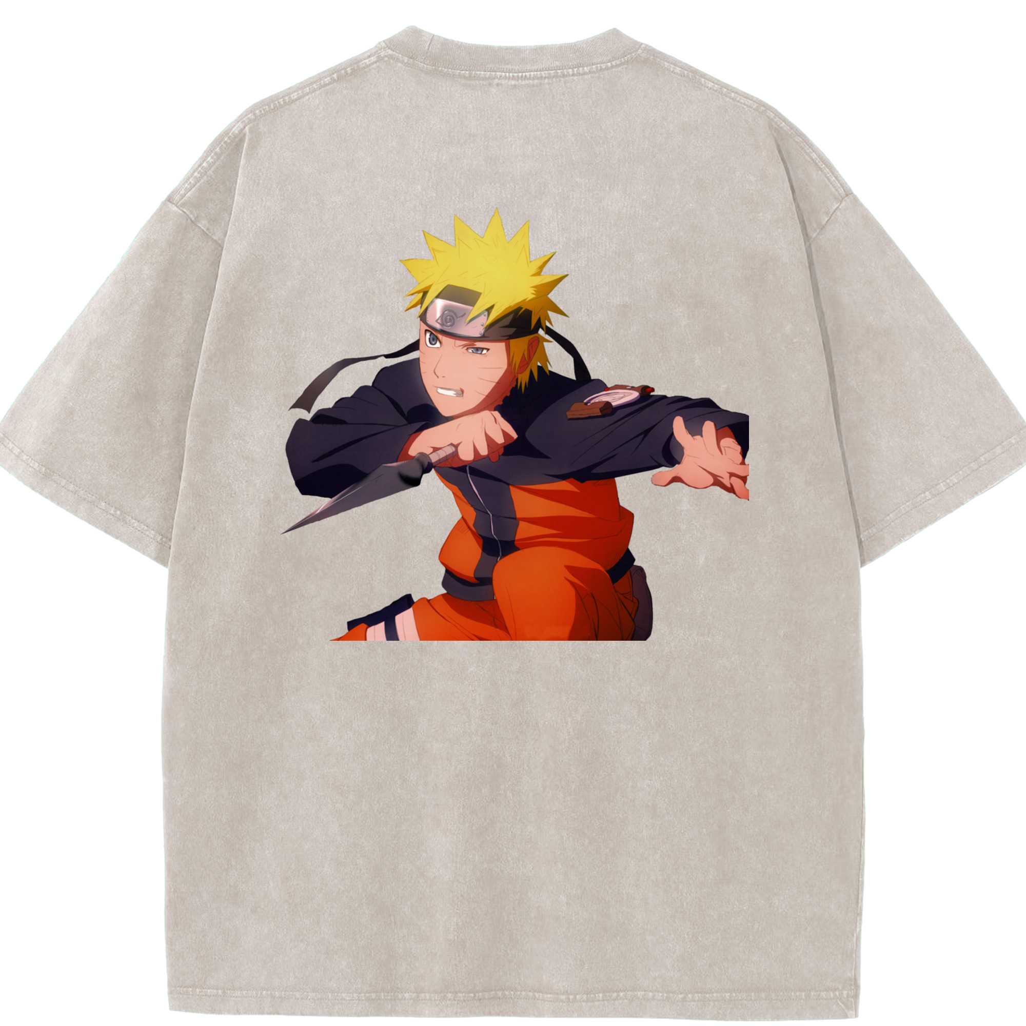 （画像用） NARUTO -ナルト- うずまき ナルト Uzumaki Naruto 綿100% ヴィンテージ風 半袖Tシャツ（背面プリント）