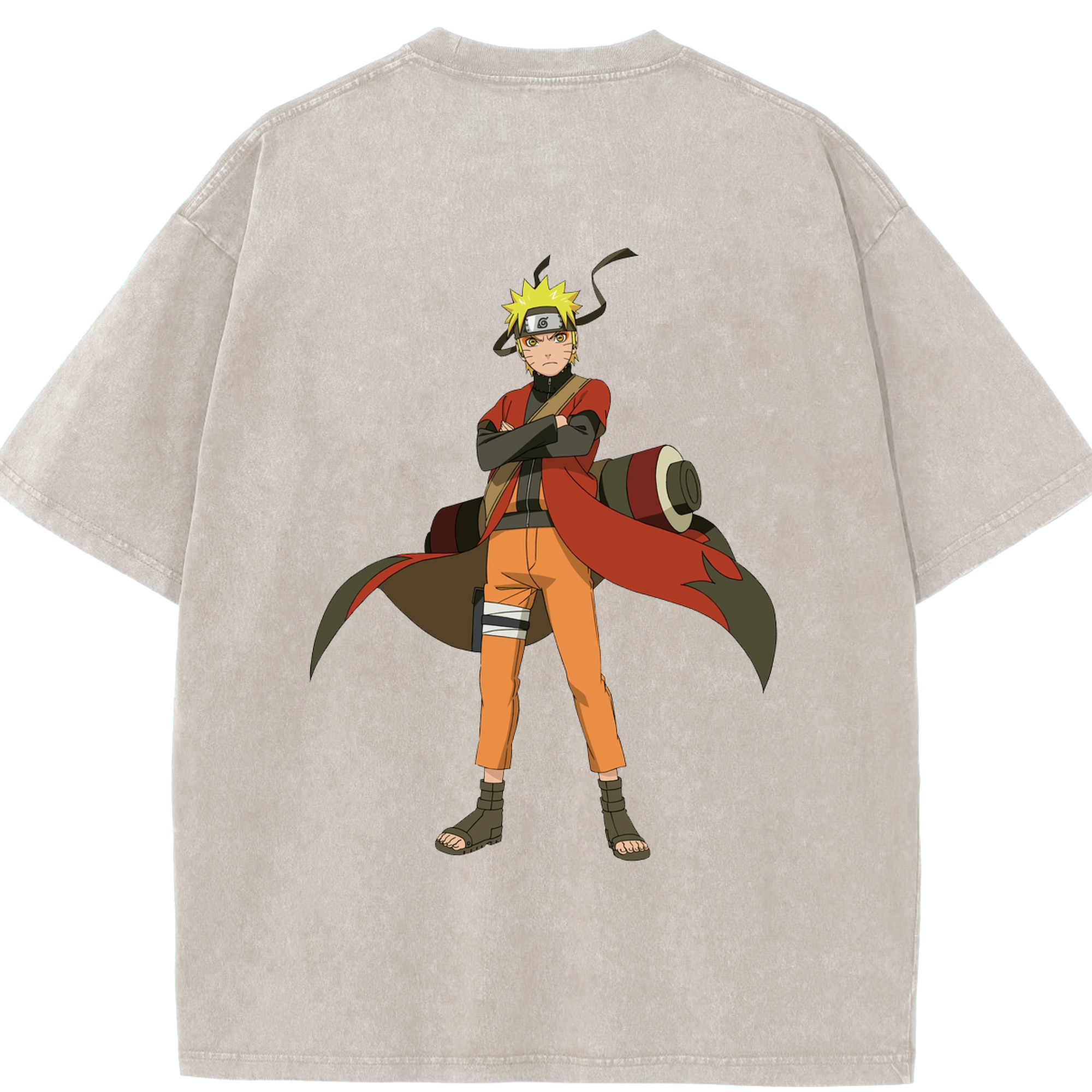 （画像用） NARUTO -ナルト- うずまき ナルト Uzumaki Naruto 綿100% ヴィンテージ風 半袖Tシャツ（背面プリント）