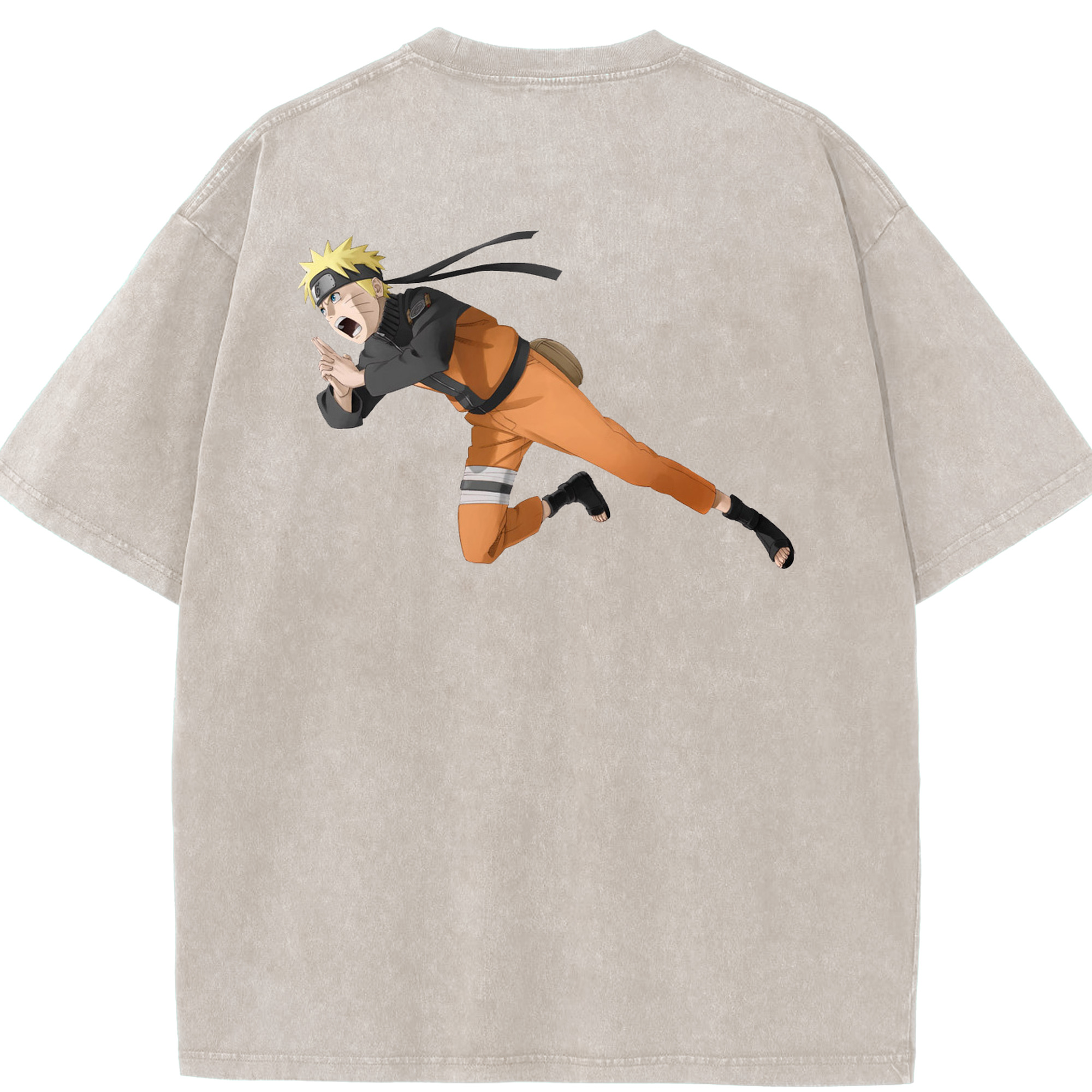 （画像用） NARUTO -ナルト- うずまき ナルト Uzumaki Naruto 綿100% ヴィンテージ風 半袖Tシャツ（背面プリント）