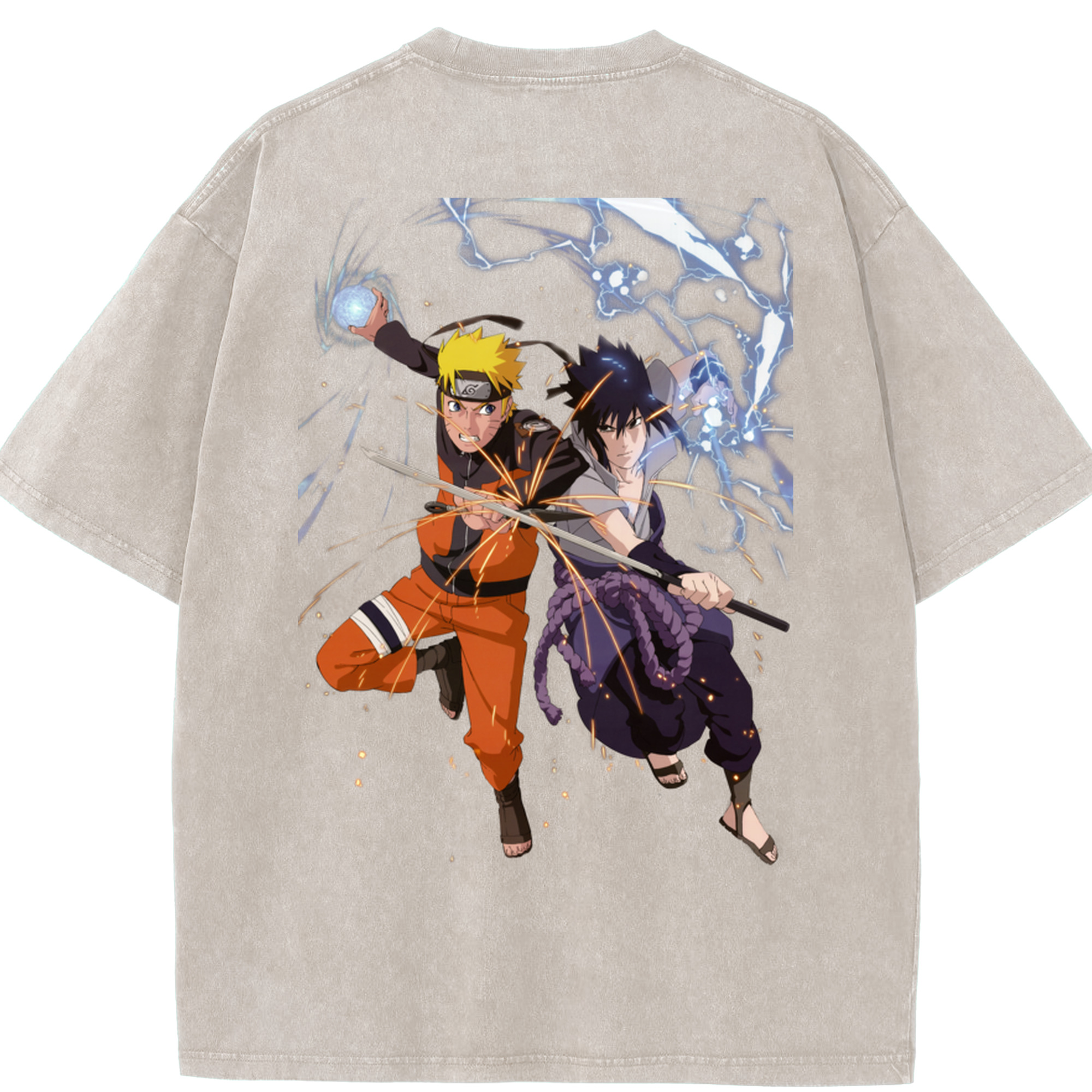 （画像用） NARUTO -ナルト- うずまき ナルト Uzumaki Naruto 綿100% ヴィンテージ風 半袖Tシャツ（背面プリント）