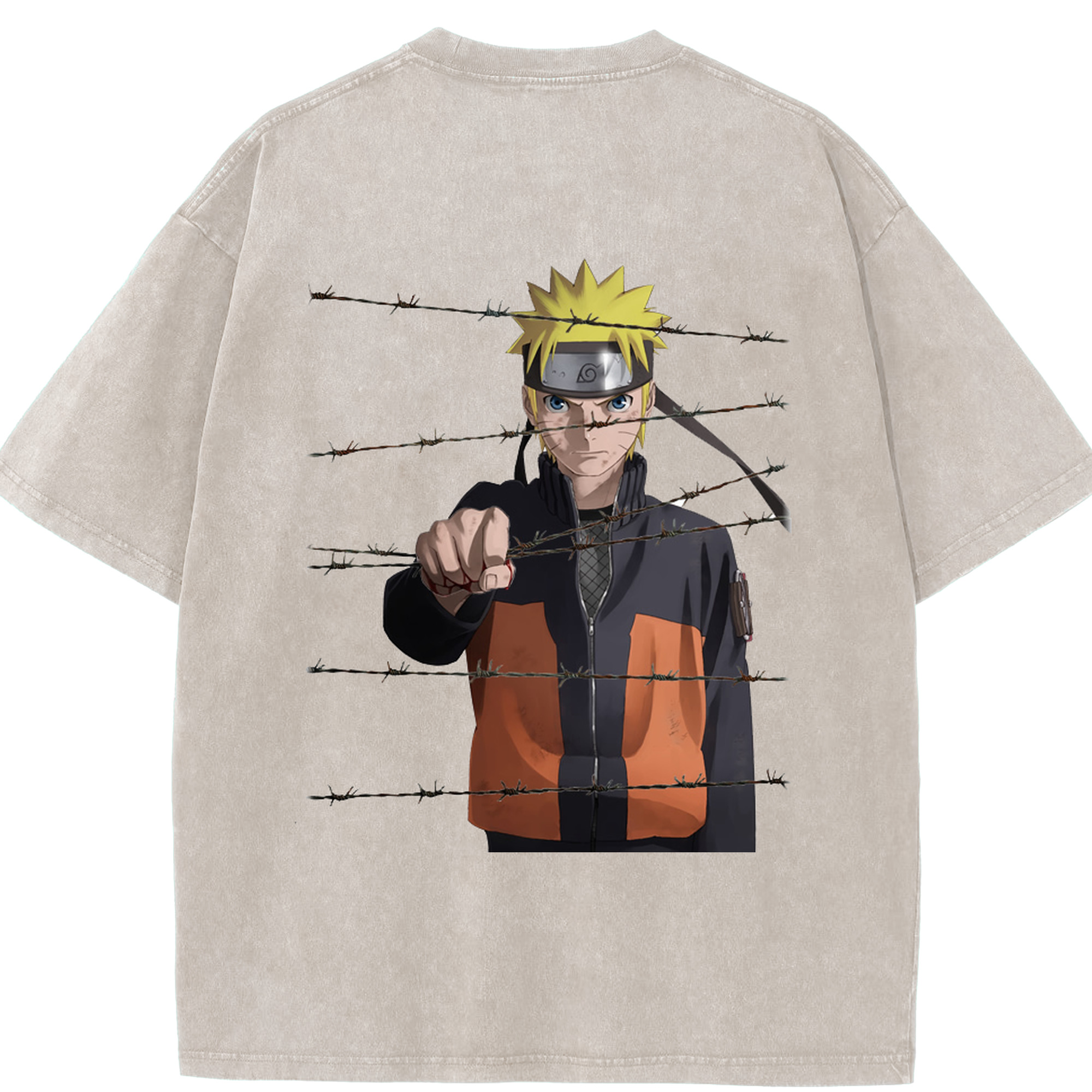 （画像用） NARUTO -ナルト- うずまき ナルト Uzumaki Naruto 綿100% ヴィンテージ風 半袖Tシャツ（背面プリント）