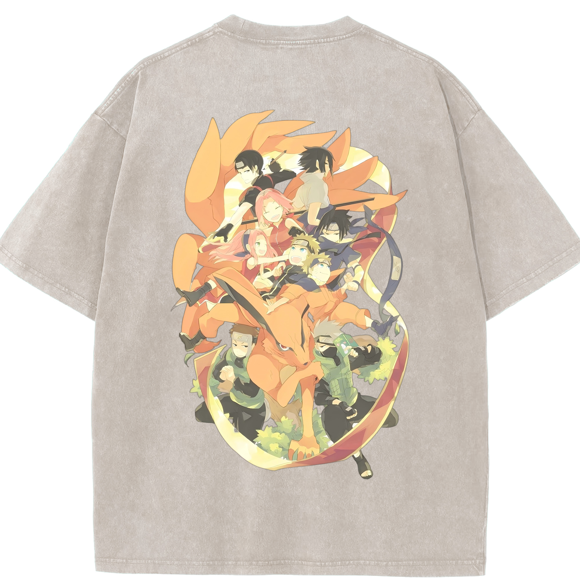 （画像用） NARUTO -ナルト- うずまき ナルト Uzumaki Naruto 綿100% ヴィンテージ風 半袖Tシャツ（背面プリント）