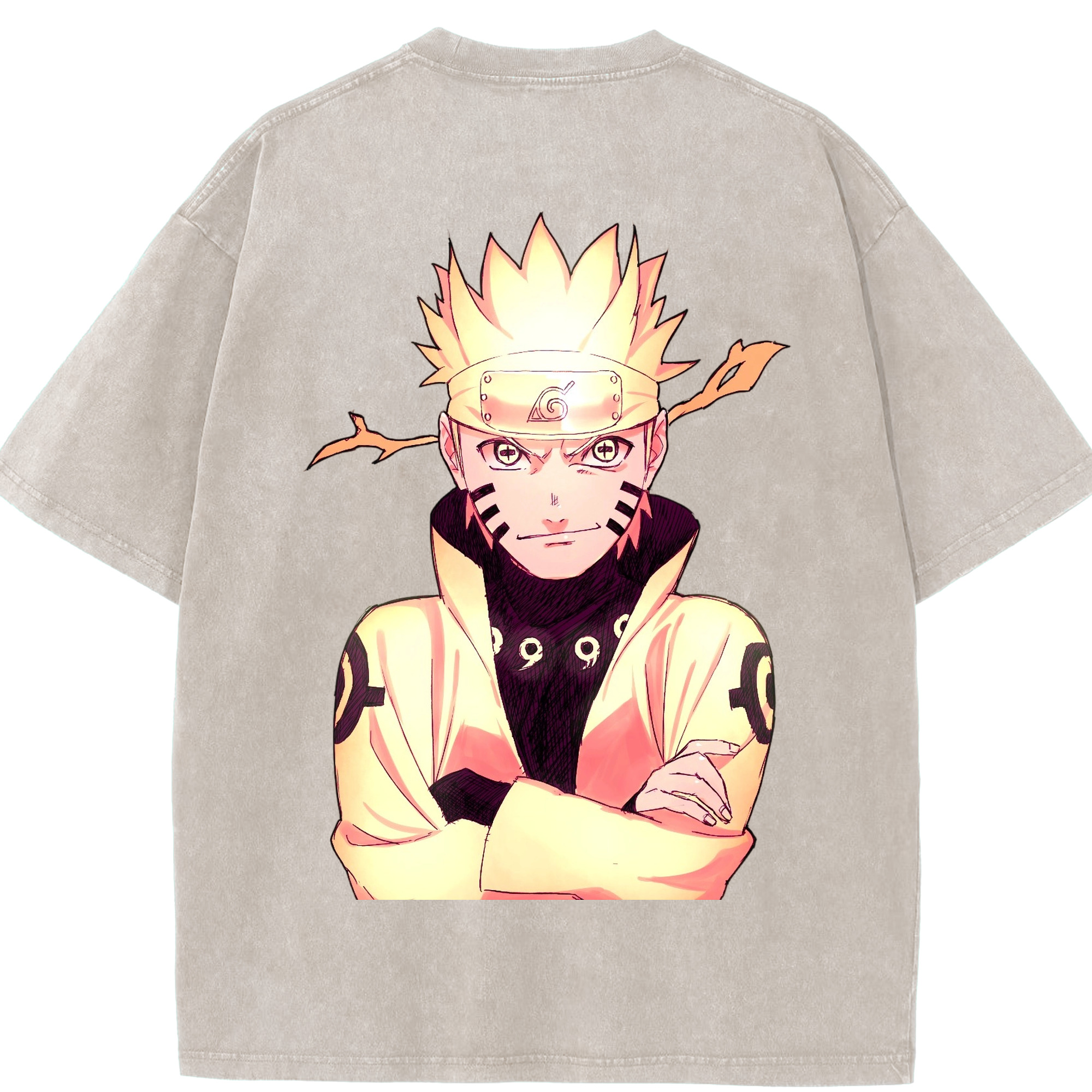 （画像用） NARUTO -ナルト- うずまき ナルト Uzumaki Naruto 綿100% ヴィンテージ風 半袖Tシャツ（背面プリント）