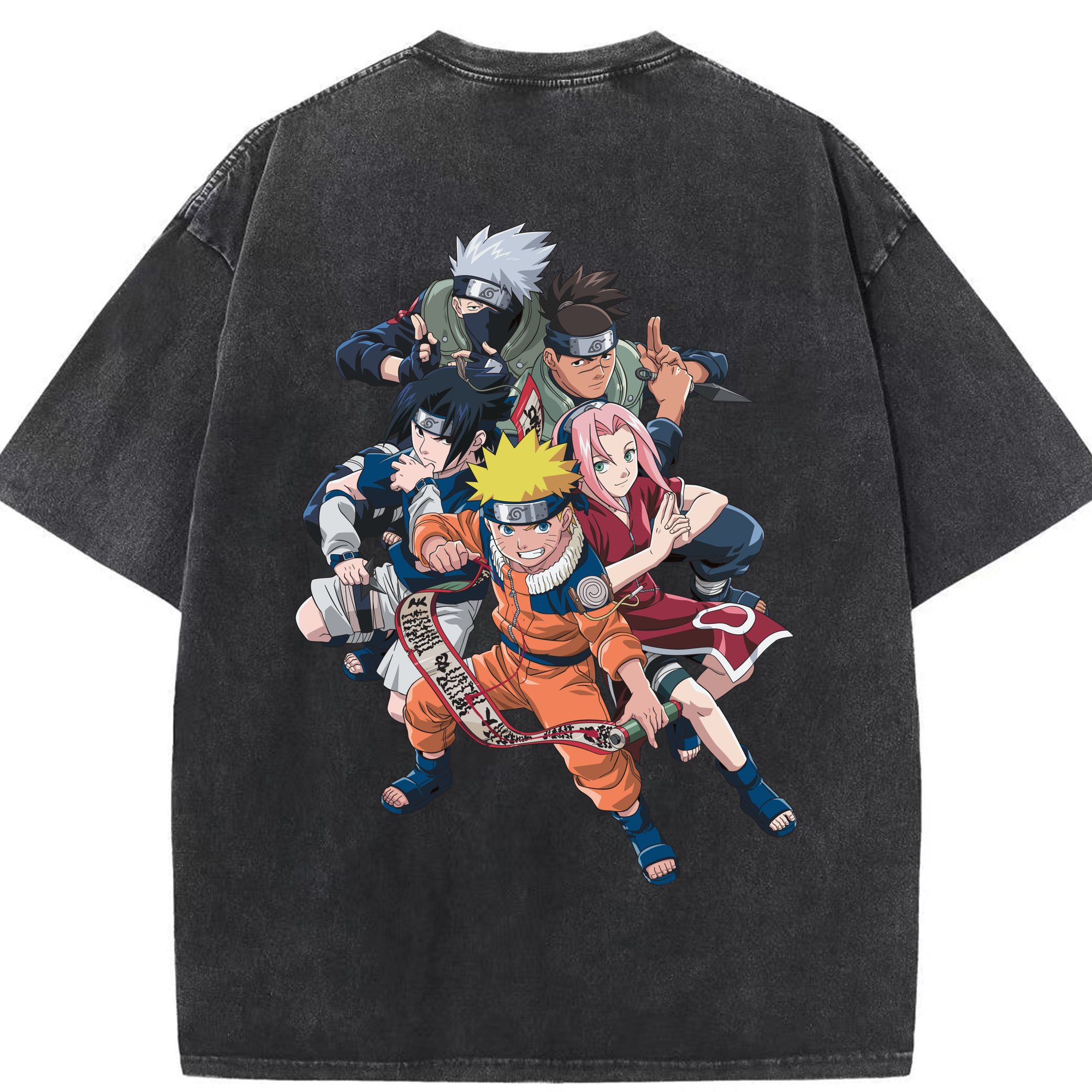 （画像用） NARUTO -ナルト- うずまき ナルト Uzumaki Naruto 綿100% ヴィンテージ風 半袖Tシャツ（背面プリント）