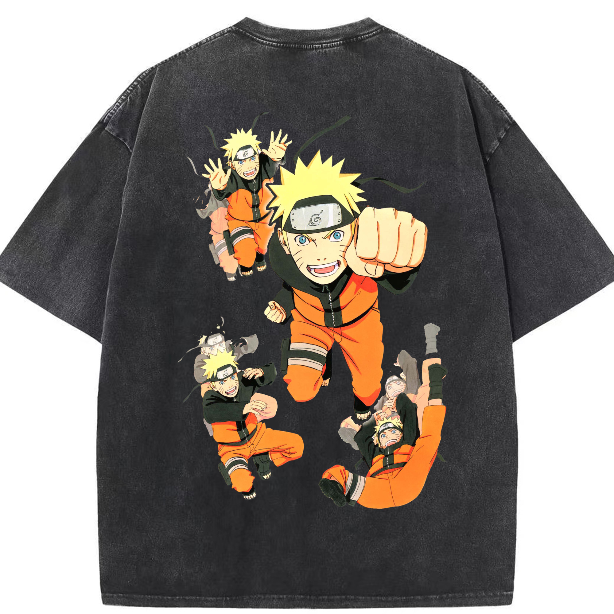 （画像用） NARUTO -ナルト- うずまき ナルト Uzumaki Naruto 綿100% ヴィンテージ風 半袖Tシャツ（背面プリント）
