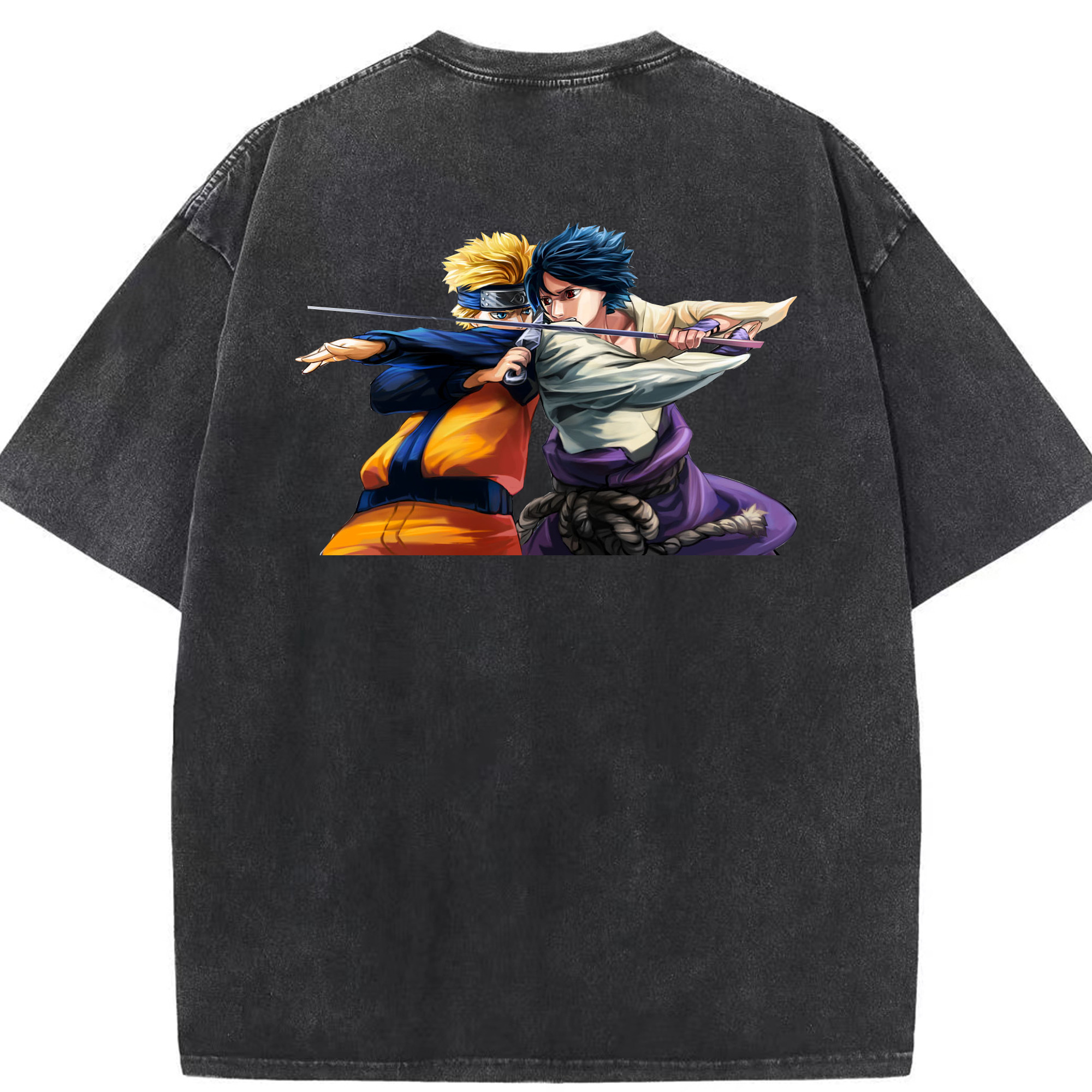 （画像用） NARUTO -ナルト- うずまき ナルト Uzumaki Naruto 綿100% ヴィンテージ風 半袖Tシャツ（背面プリント）
