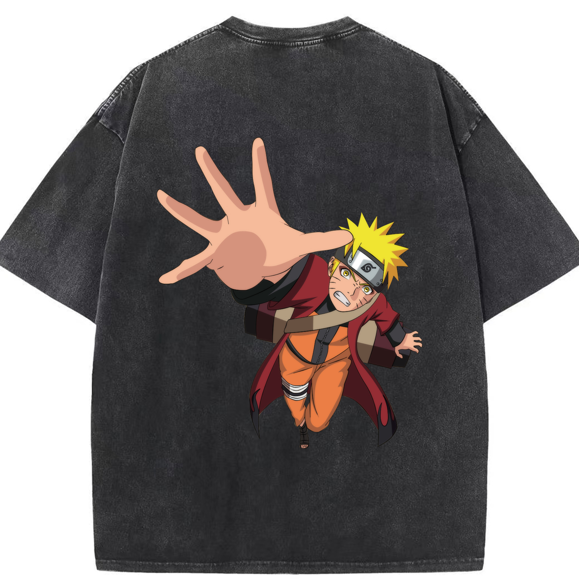（画像用） NARUTO -ナルト- うずまき ナルト Uzumaki Naruto 綿100% ヴィンテージ風 半袖Tシャツ（背面プリント）