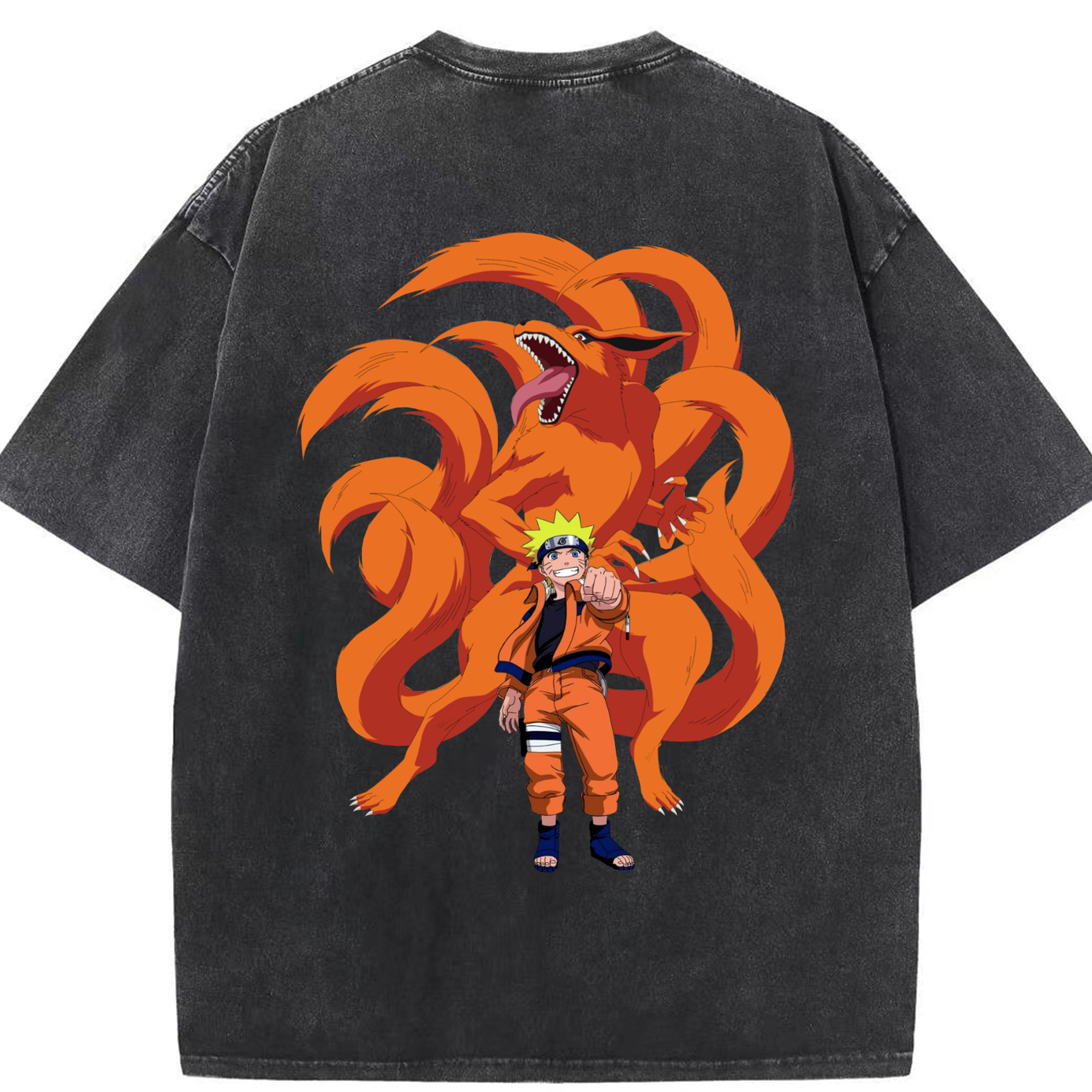 （画像用） NARUTO -ナルト- うずまき ナルト Uzumaki Naruto 綿100% ヴィンテージ風 半袖Tシャツ（背面プリント）
