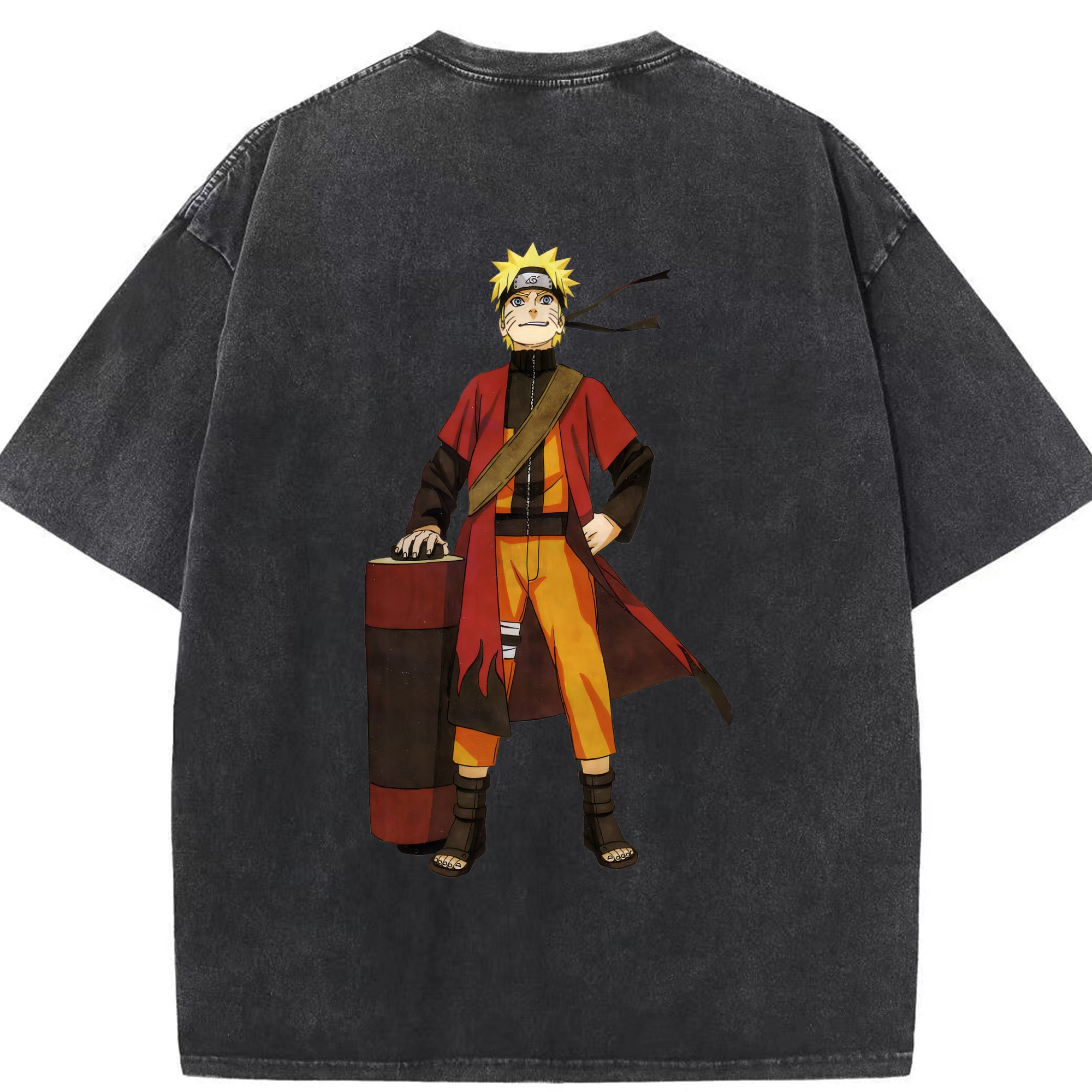 （画像用） NARUTO -ナルト- うずまき ナルト Uzumaki Naruto 綿100% ヴィンテージ風 半袖Tシャツ（背面プリント）