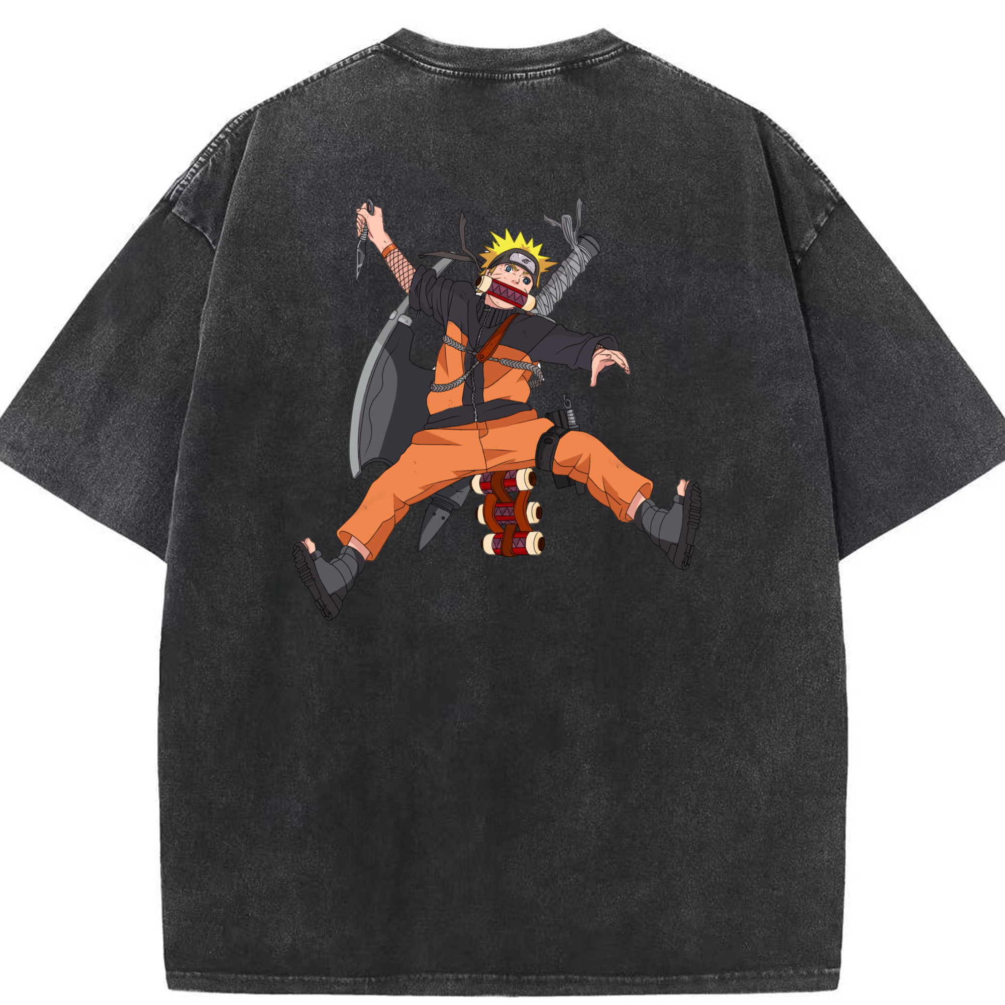 （画像用） NARUTO -ナルト- うずまき ナルト Uzumaki Naruto 綿100% ヴィンテージ風 半袖Tシャツ（背面プリント）
