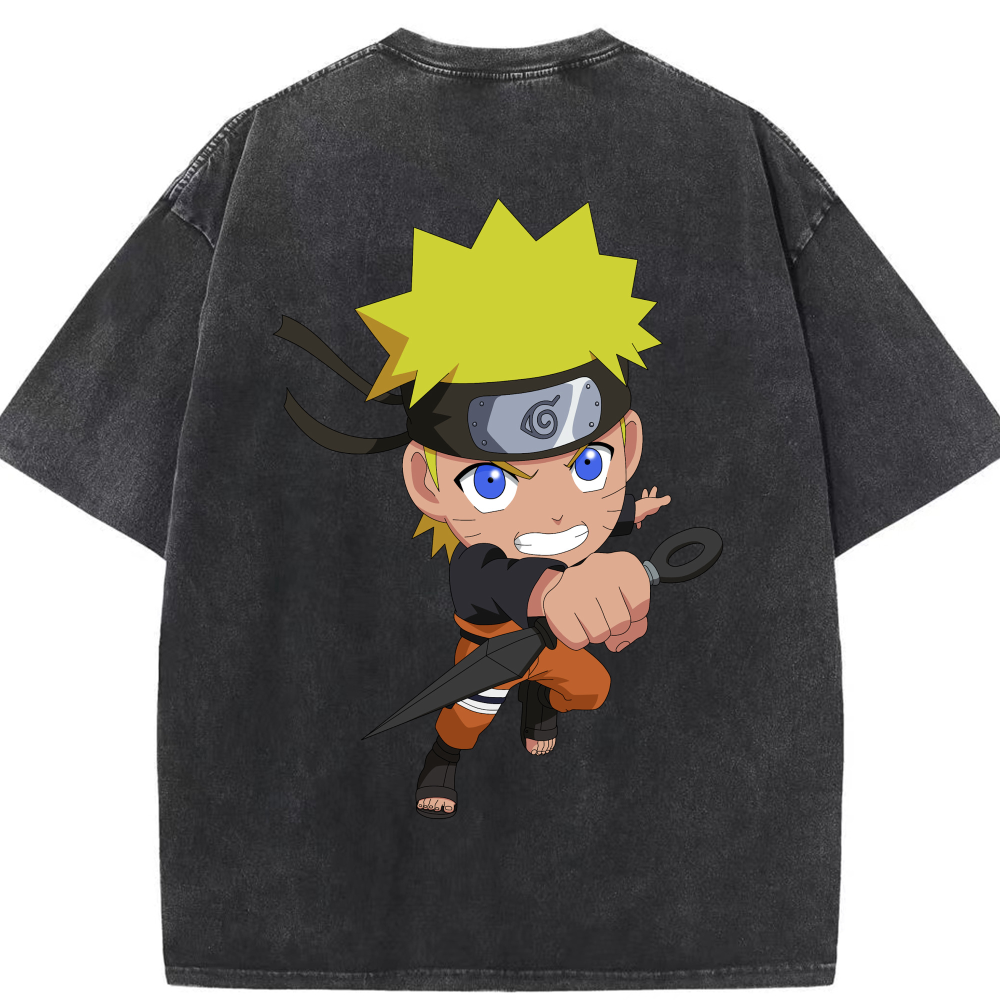（画像用） NARUTO -ナルト- うずまき ナルト Uzumaki Naruto 綿100% ヴィンテージ風 半袖Tシャツ（背面プリント）