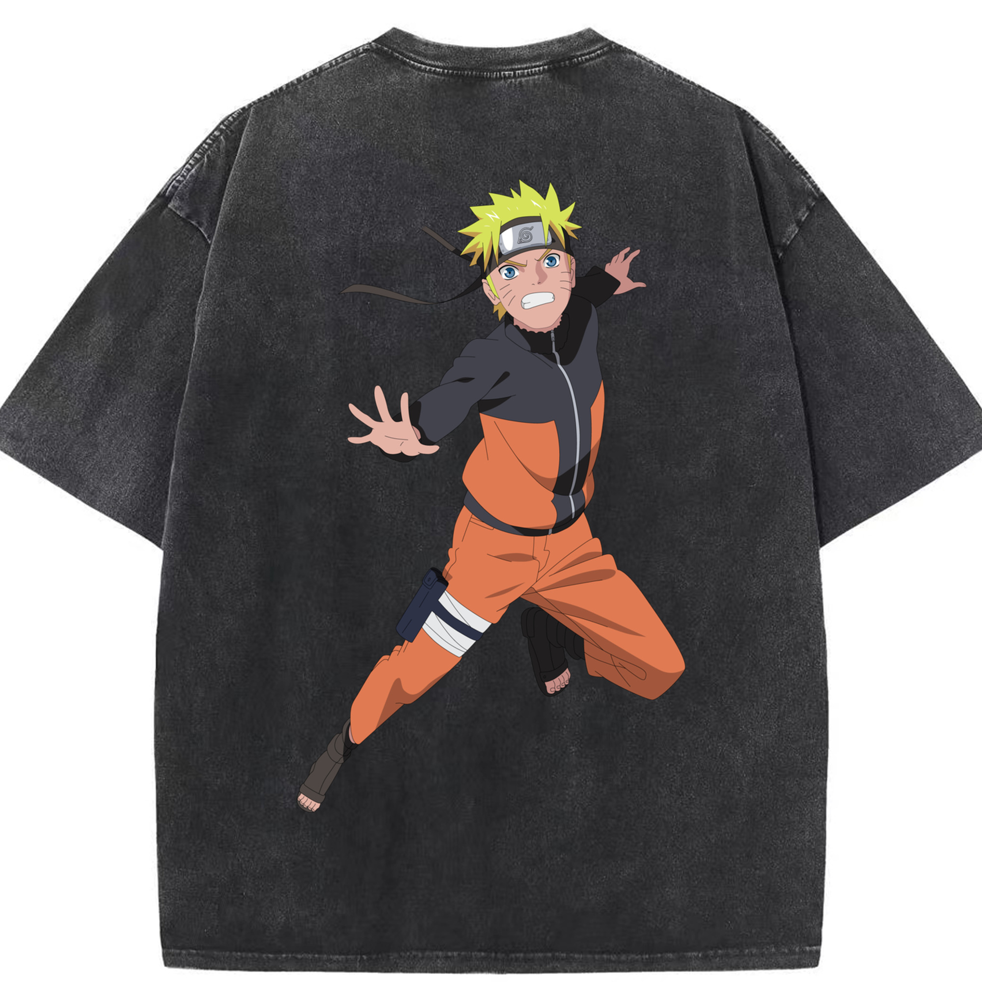 （画像用） NARUTO -ナルト- うずまき ナルト Uzumaki Naruto 綿100% ヴィンテージ風 半袖Tシャツ（背面プリント）
