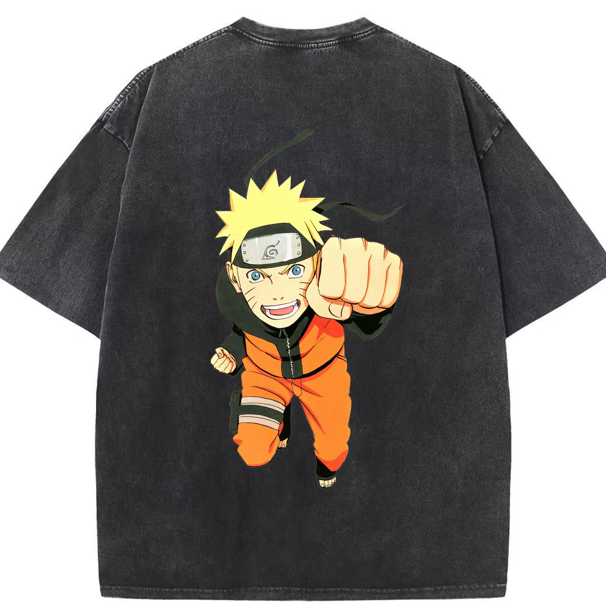 （画像用） NARUTO -ナルト- うずまき ナルト Uzumaki Naruto 綿100% ヴィンテージ風 半袖Tシャツ（背面プリント）