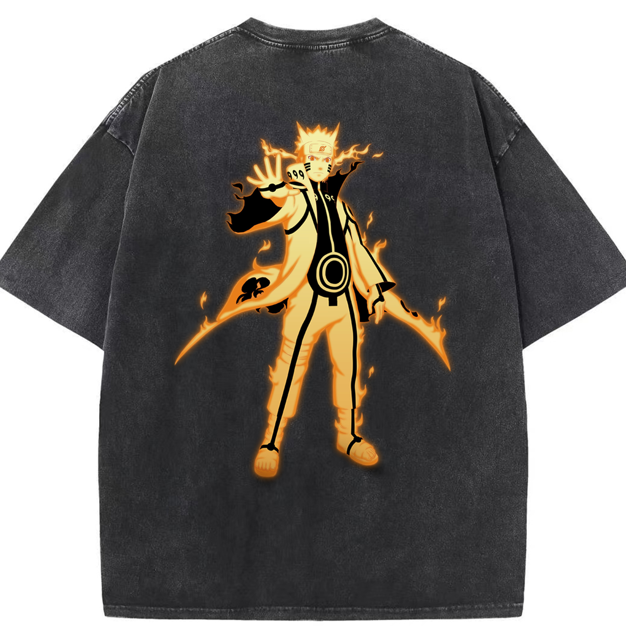 （画像用） NARUTO -ナルト- うずまき ナルト Uzumaki Naruto 綿100% ヴィンテージ風 半袖Tシャツ（背面プリント）