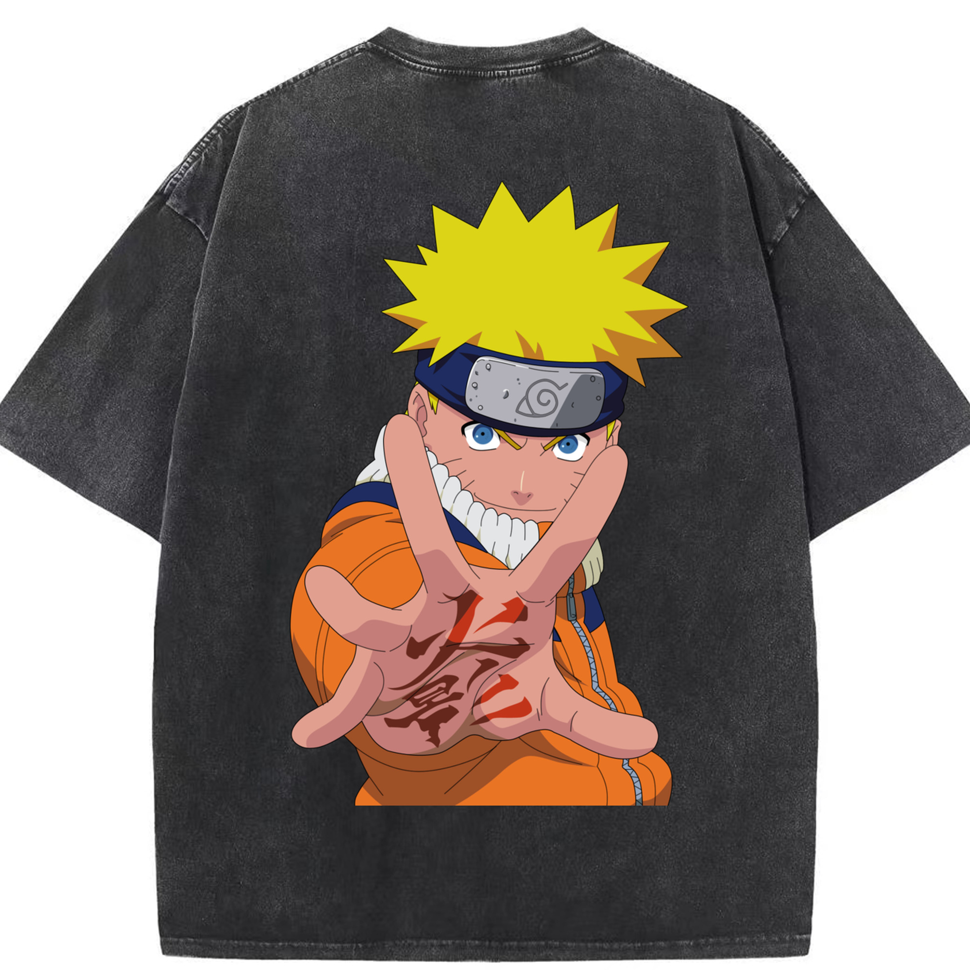 （画像用） NARUTO -ナルト- うずまき ナルト Uzumaki Naruto 綿100% ヴィンテージ風 半袖Tシャツ（背面プリント）
