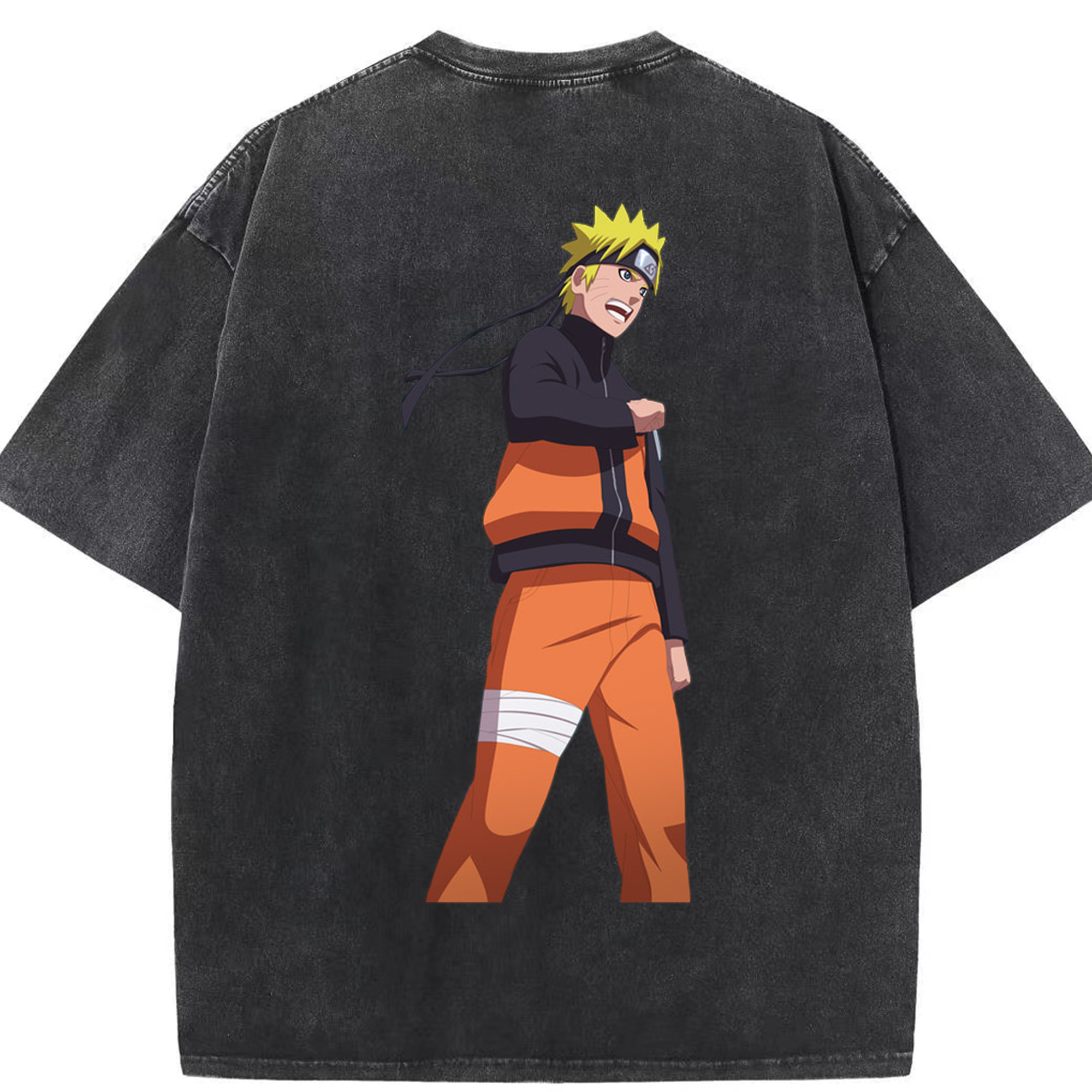 （画像用） NARUTO -ナルト- うずまき ナルト Uzumaki Naruto 綿100% ヴィンテージ風 半袖Tシャツ（背面プリント）