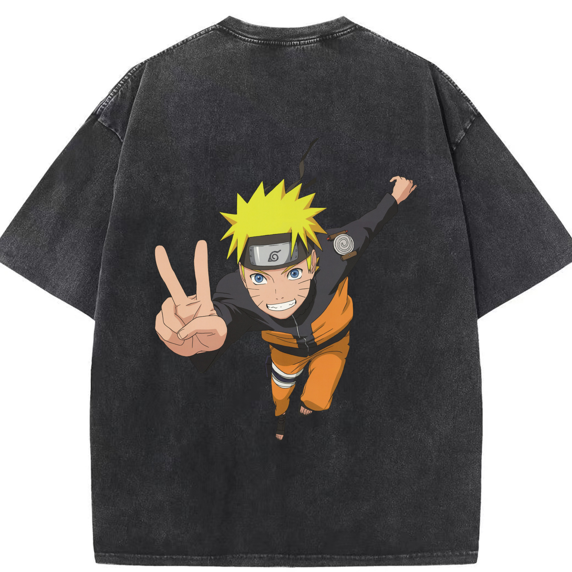 （画像用） NARUTO -ナルト- うずまき ナルト Uzumaki Naruto 綿100% ヴィンテージ風 半袖Tシャツ（背面プリント）