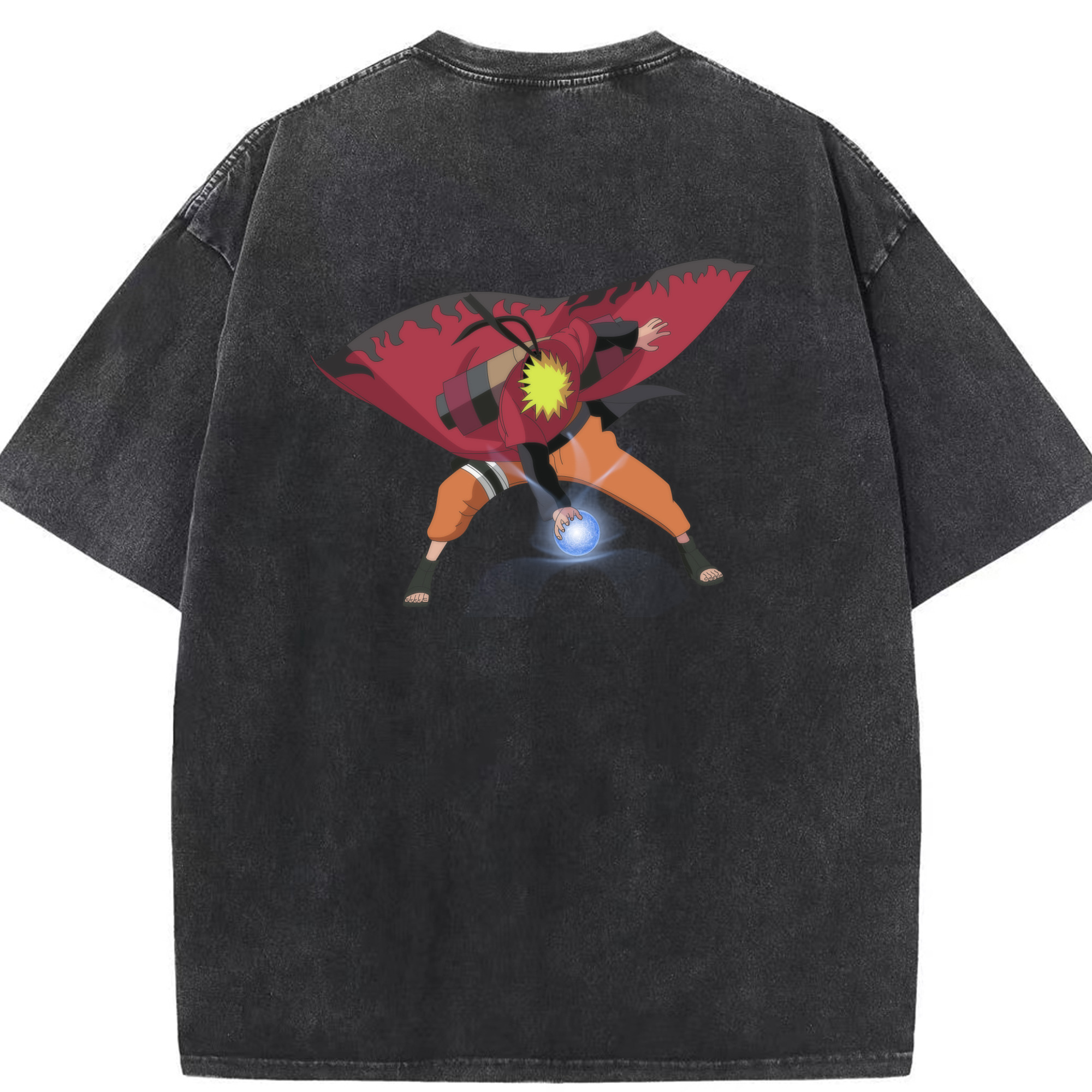 （画像用） NARUTO -ナルト- うずまき ナルト Uzumaki Naruto 綿100% ヴィンテージ風 半袖Tシャツ（背面プリント）