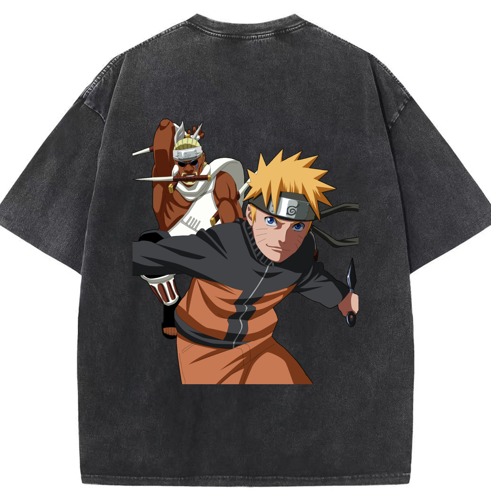 （画像用） NARUTO -ナルト- うずまき ナルト Uzumaki Naruto 綿100% ヴィンテージ風 半袖Tシャツ（背面プリント）