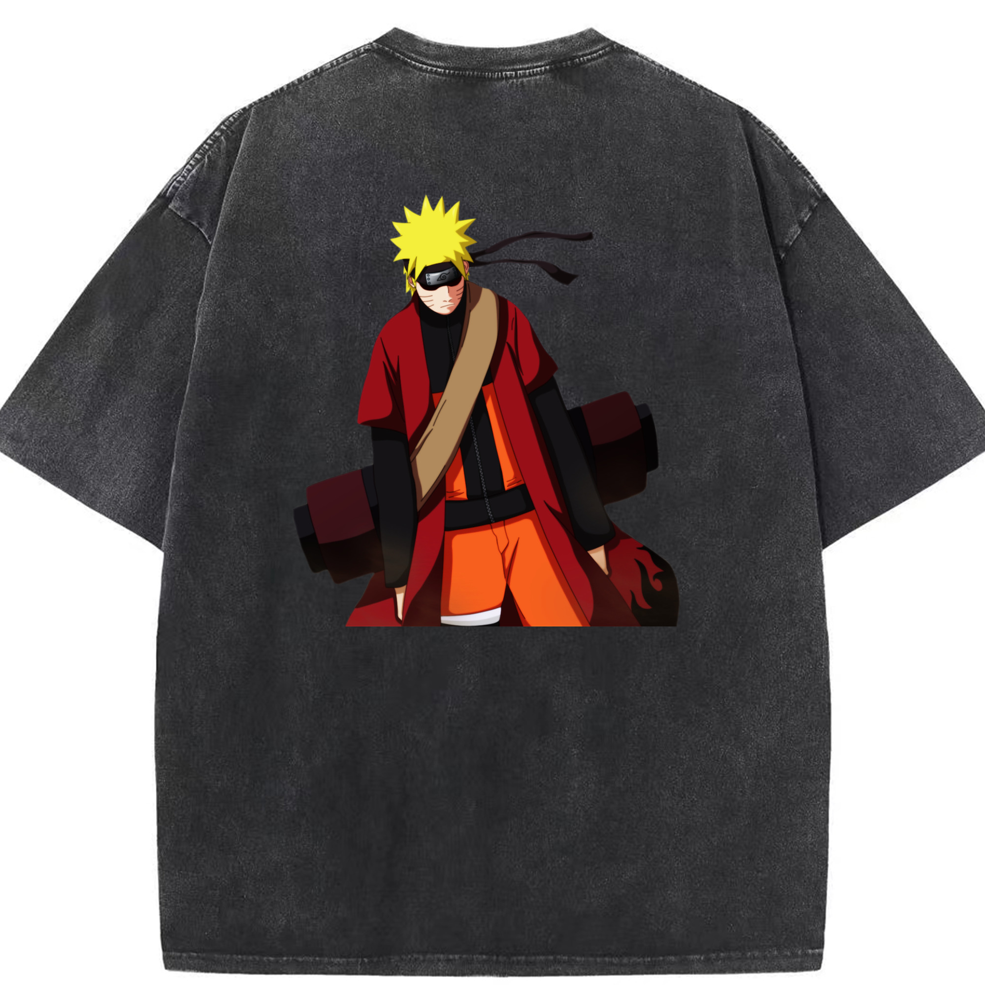 （画像用） NARUTO -ナルト- うずまき ナルト Uzumaki Naruto 綿100% ヴィンテージ風 半袖Tシャツ（背面プリント）