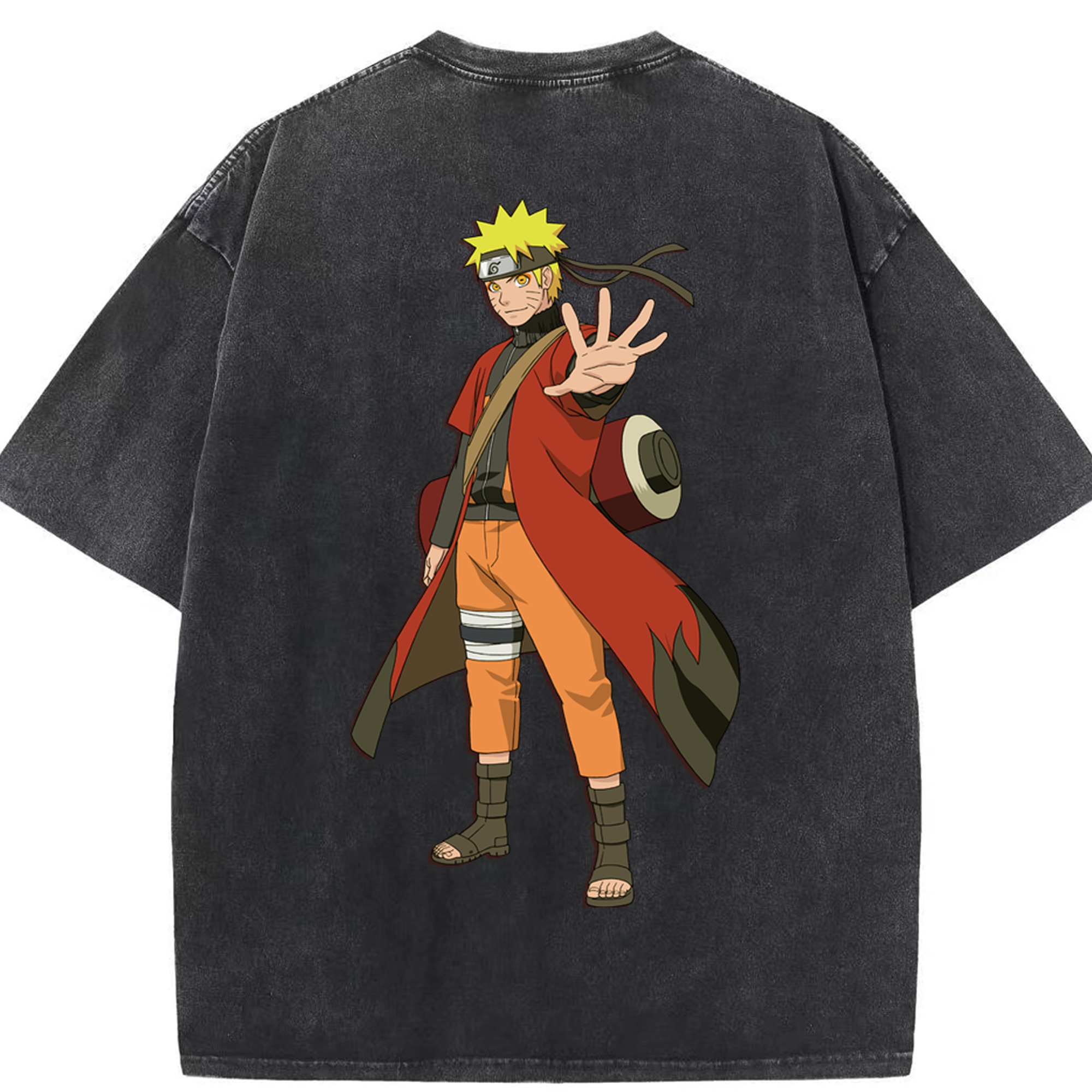 （画像用） NARUTO -ナルト- うずまき ナルト Uzumaki Naruto 綿100% ヴィンテージ風 半袖Tシャツ（背面プリント）
