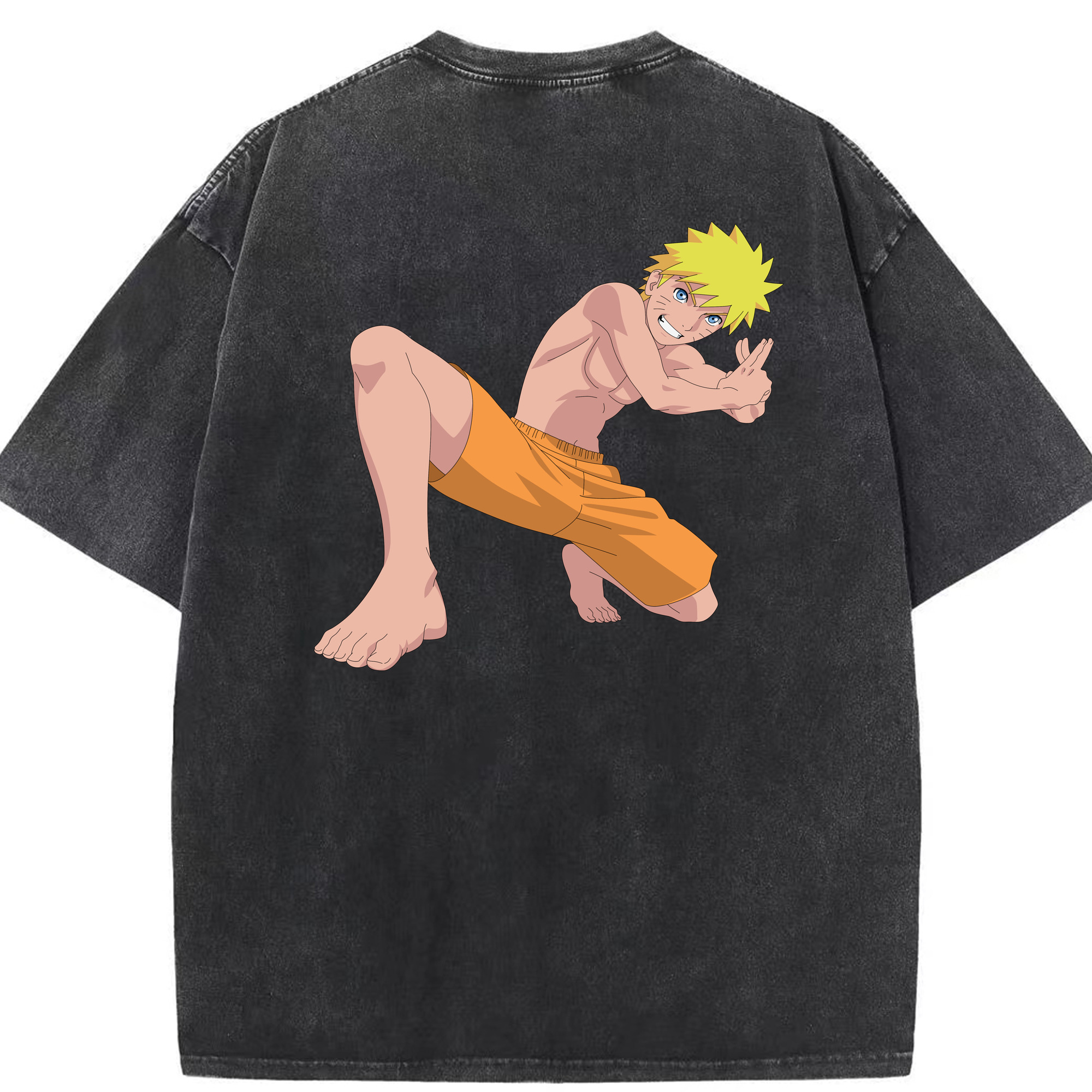 （画像用） NARUTO -ナルト- うずまき ナルト Uzumaki Naruto 綿100% ヴィンテージ風 半袖Tシャツ（背面プリント）