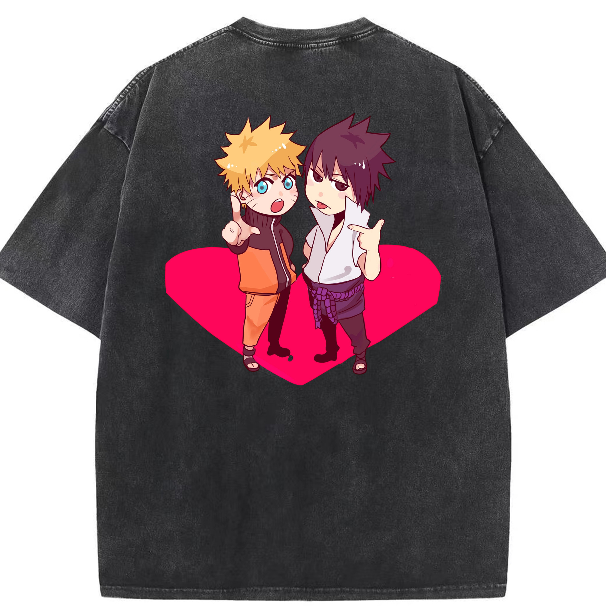 （画像用） NARUTO -ナルト- うずまき ナルト Uzumaki Naruto 綿100% ヴィンテージ風 半袖Tシャツ（背面プリント）