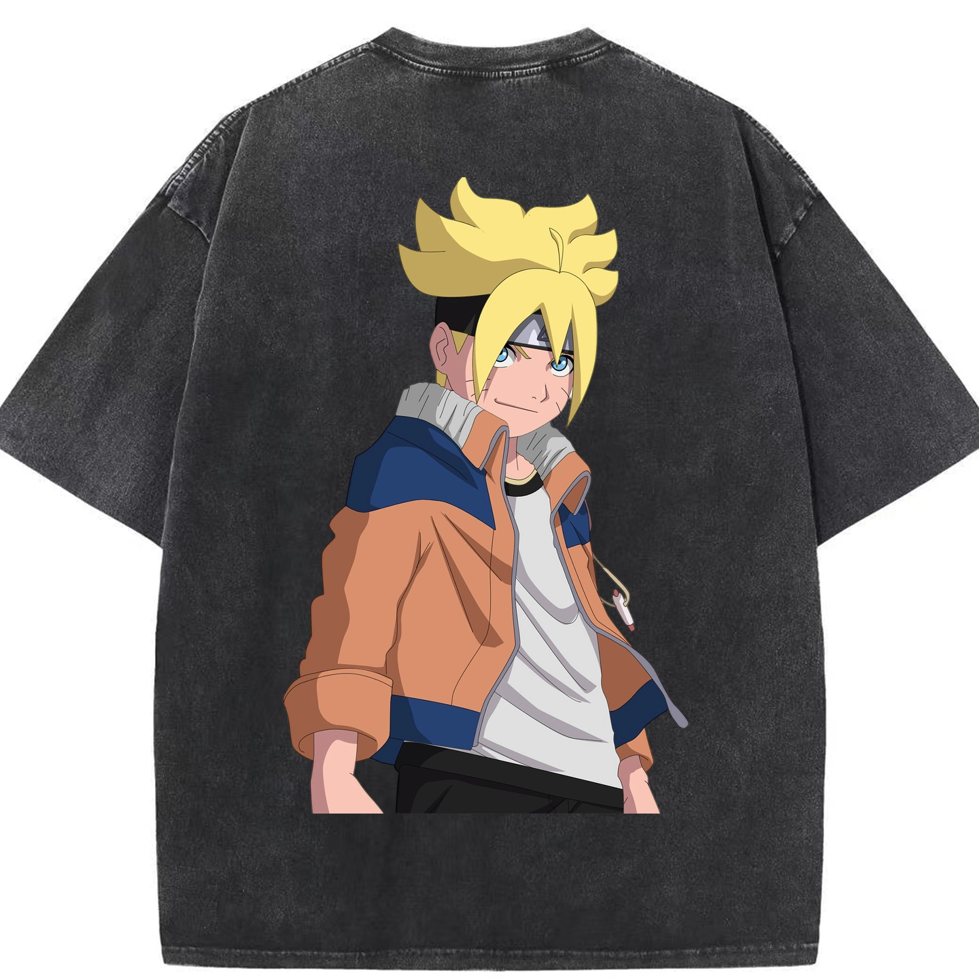 （画像用） NARUTO -ナルト- うずまき ナルト Uzumaki Naruto 綿100% ヴィンテージ風 半袖Tシャツ（背面プリント）