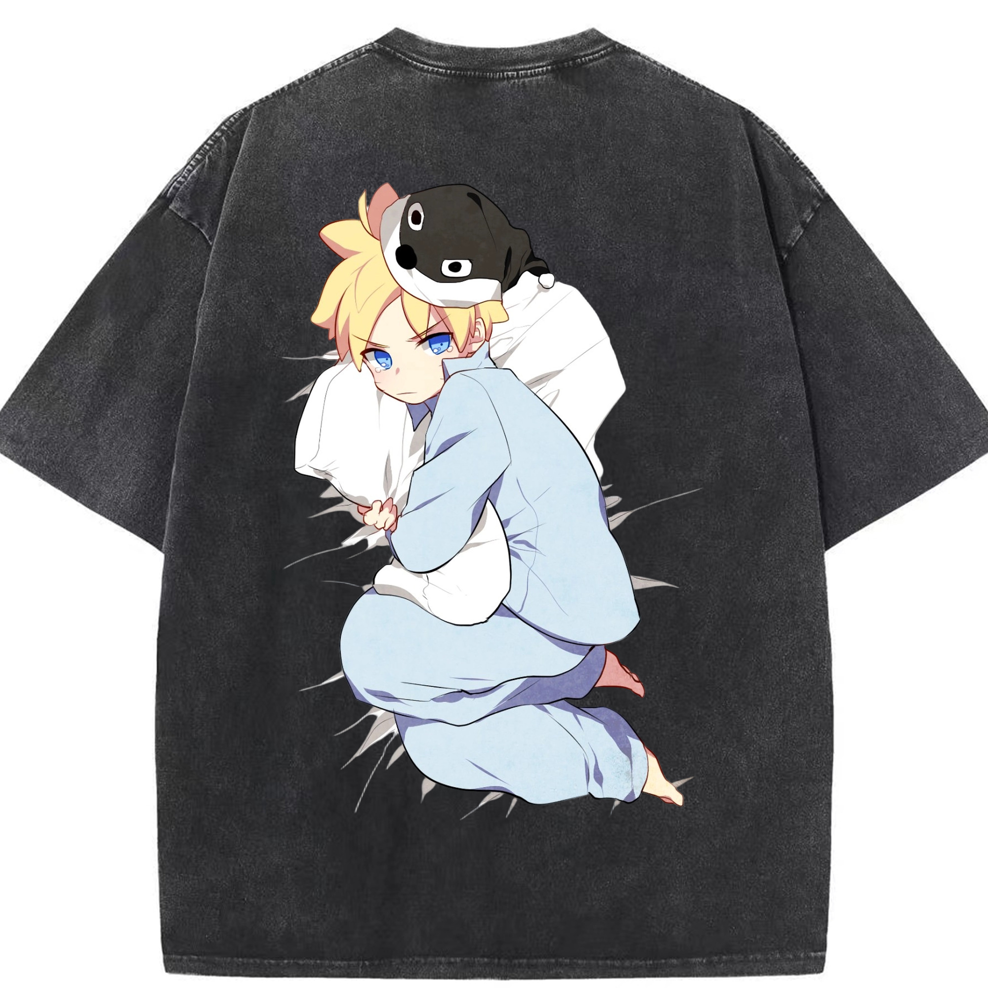 （画像用） NARUTO -ナルト- うずまき ナルト Uzumaki Naruto 綿100% ヴィンテージ風 半袖Tシャツ（背面プリント）