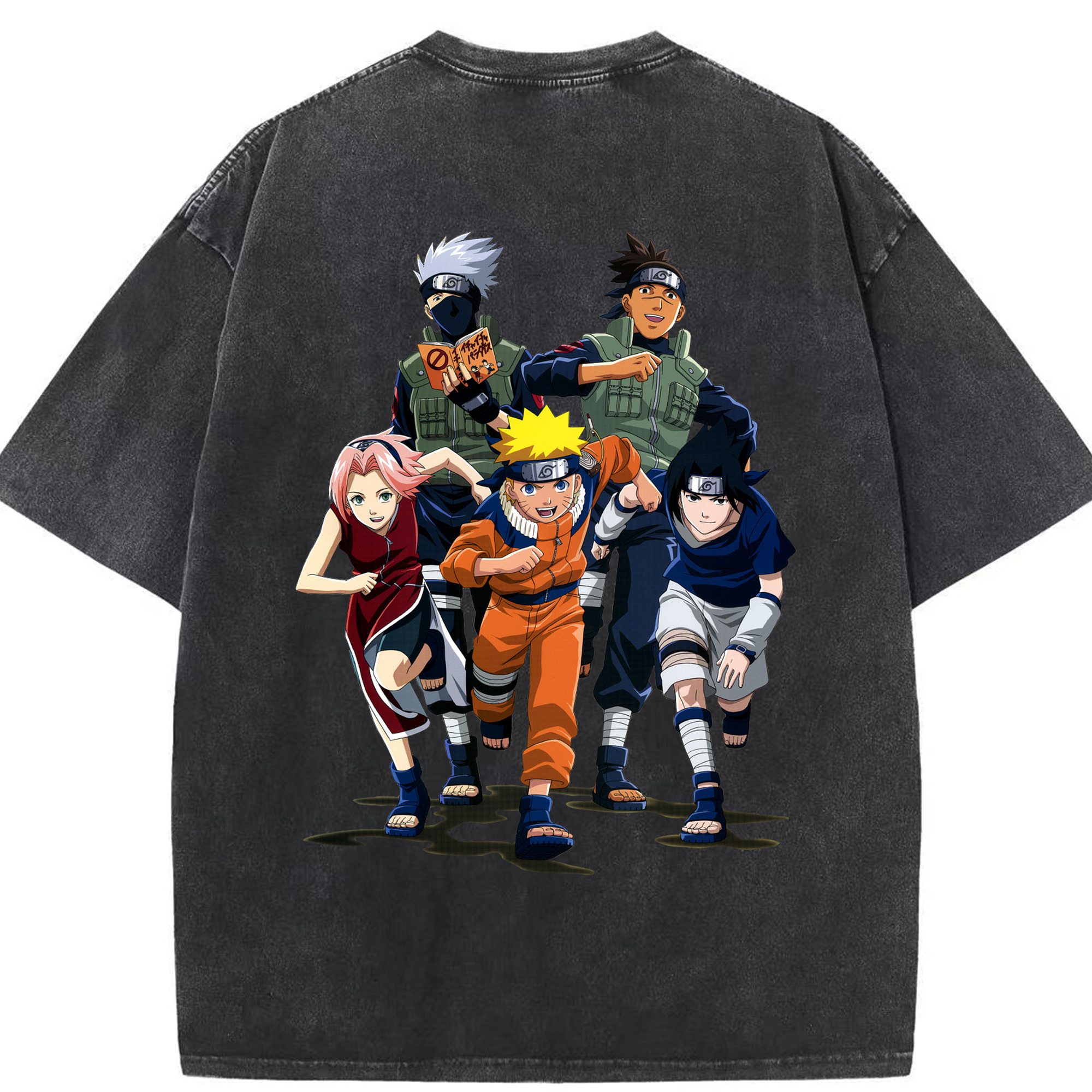 （画像用） NARUTO -ナルト- うずまき ナルト Uzumaki Naruto 綿100% ヴィンテージ風 半袖Tシャツ（背面プリント）