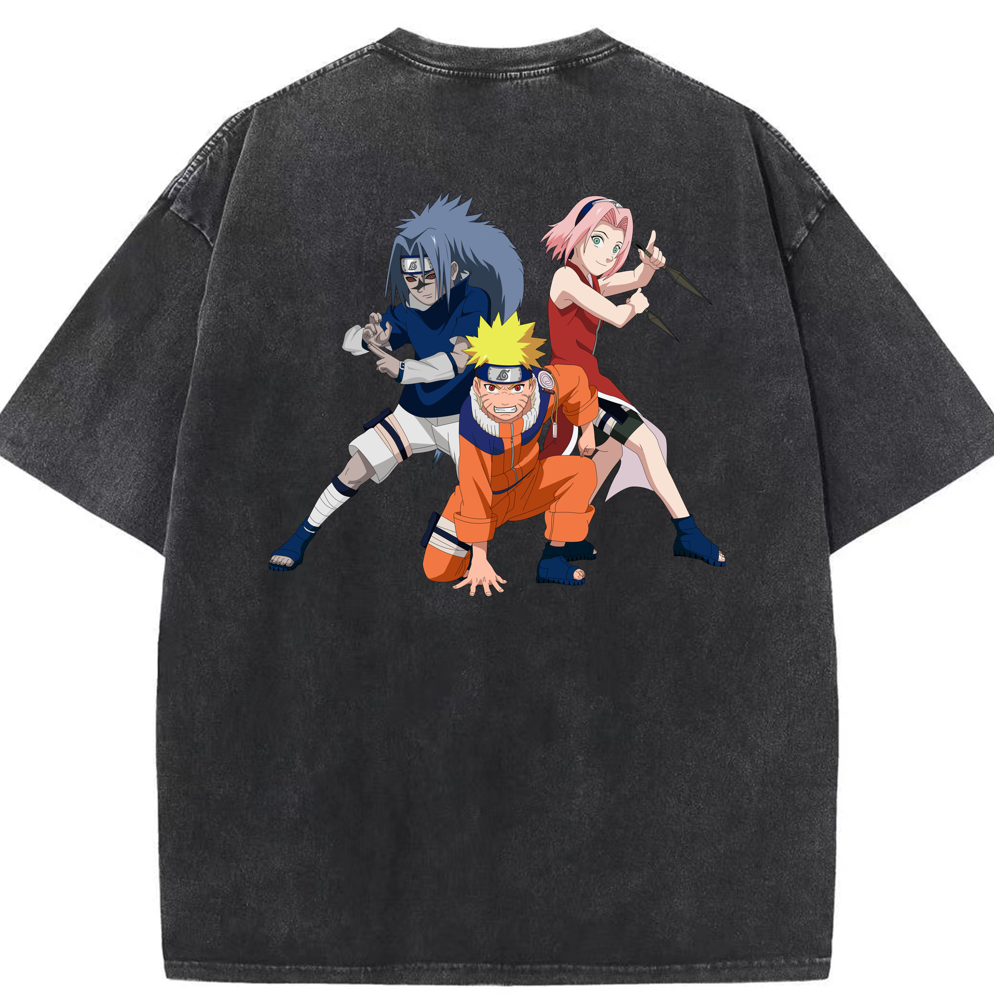 （画像用） NARUTO -ナルト- うずまき ナルト Uzumaki Naruto 綿100% ヴィンテージ風 半袖Tシャツ（背面プリント）
