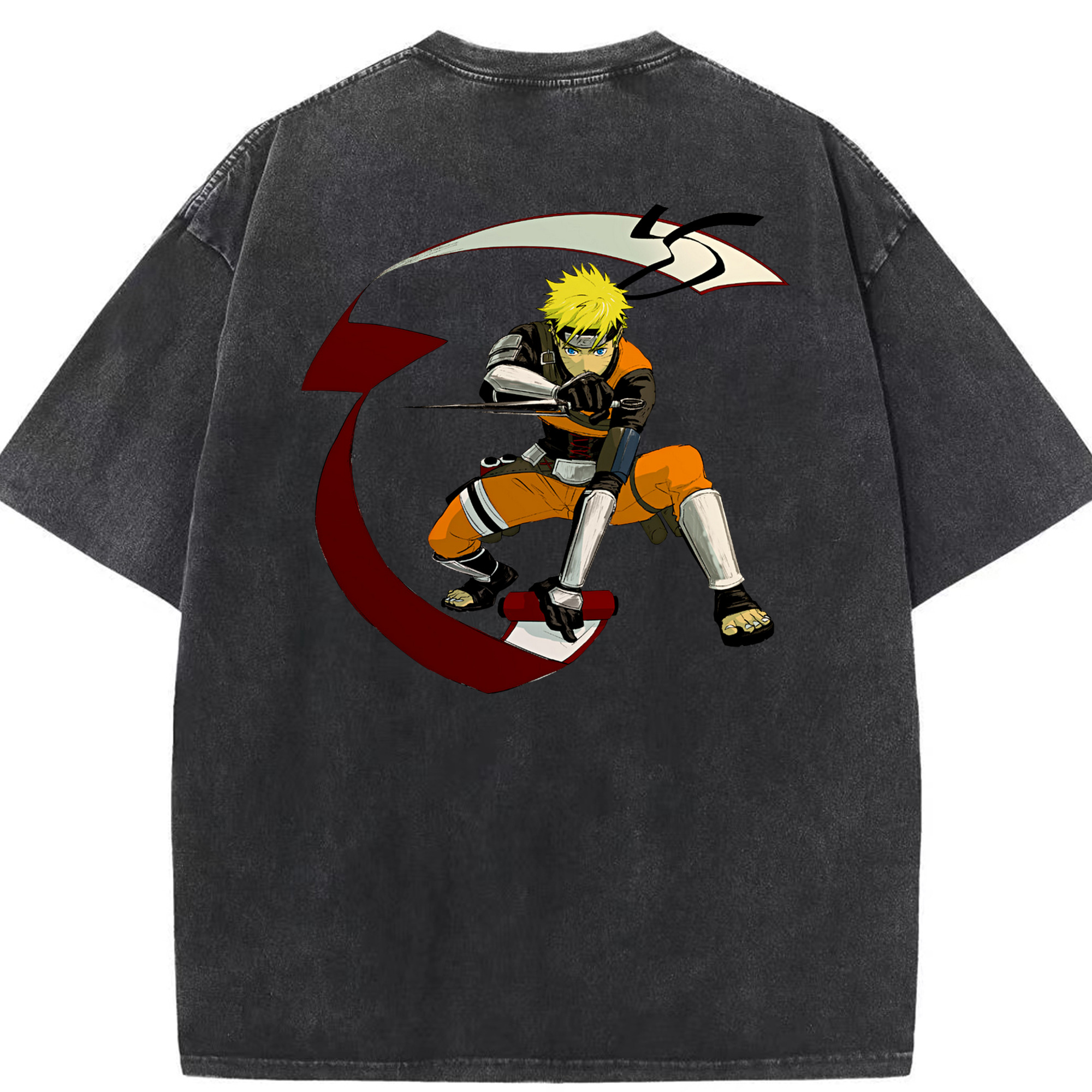 （画像用） NARUTO -ナルト- うずまき ナルト Uzumaki Naruto 綿100% ヴィンテージ風 半袖Tシャツ（背面プリント）