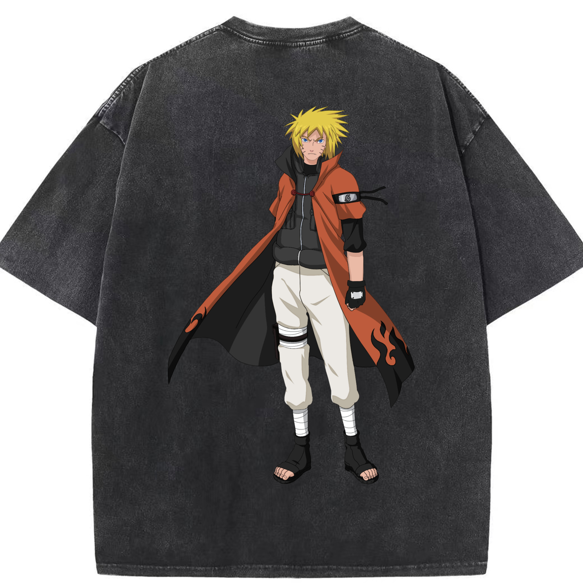 （画像用） NARUTO -ナルト- うずまき ナルト Uzumaki Naruto 綿100% ヴィンテージ風 半袖Tシャツ（背面プリント）
