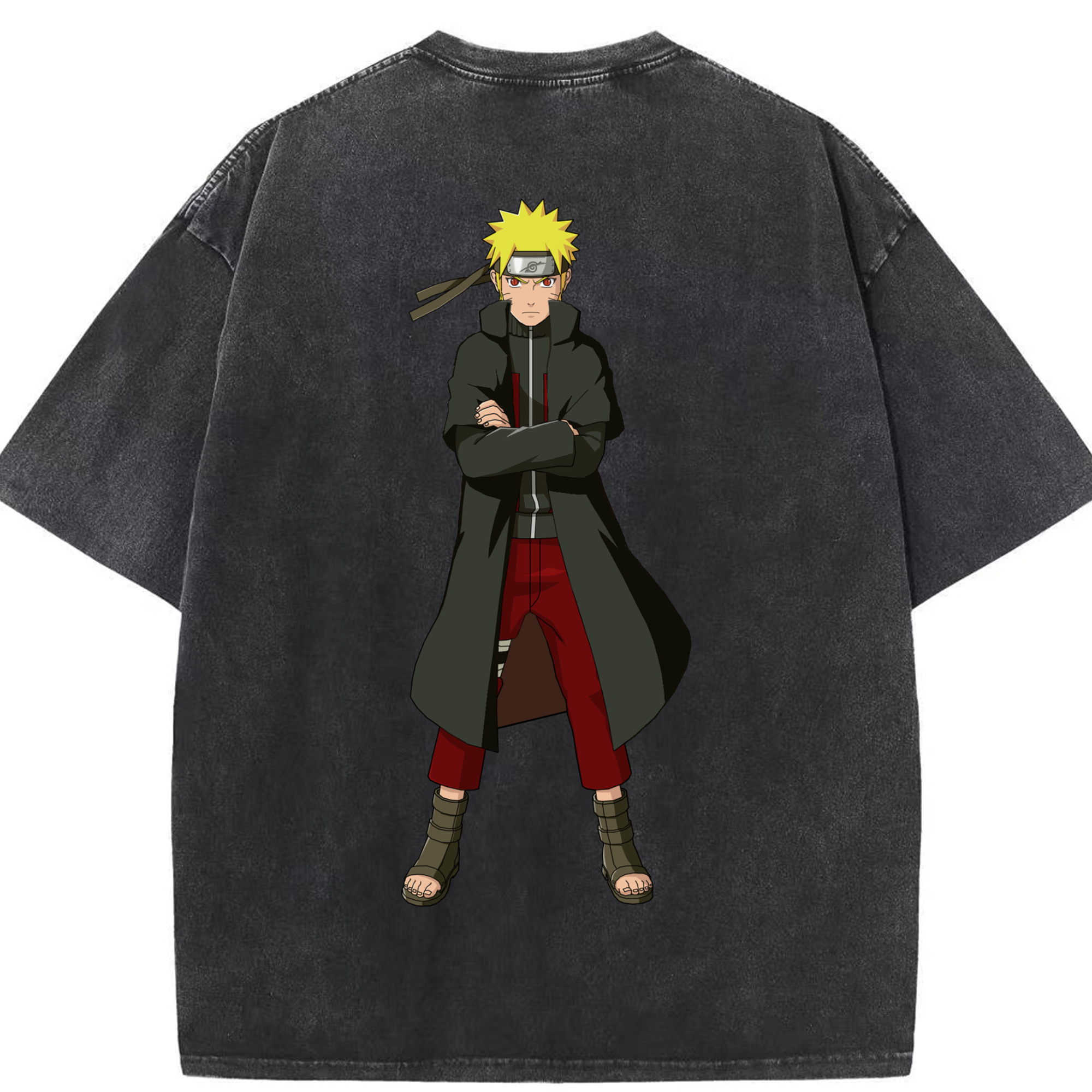 （画像用） NARUTO -ナルト- うずまき ナルト Uzumaki Naruto 綿100% ヴィンテージ風 半袖Tシャツ（背面プリント）