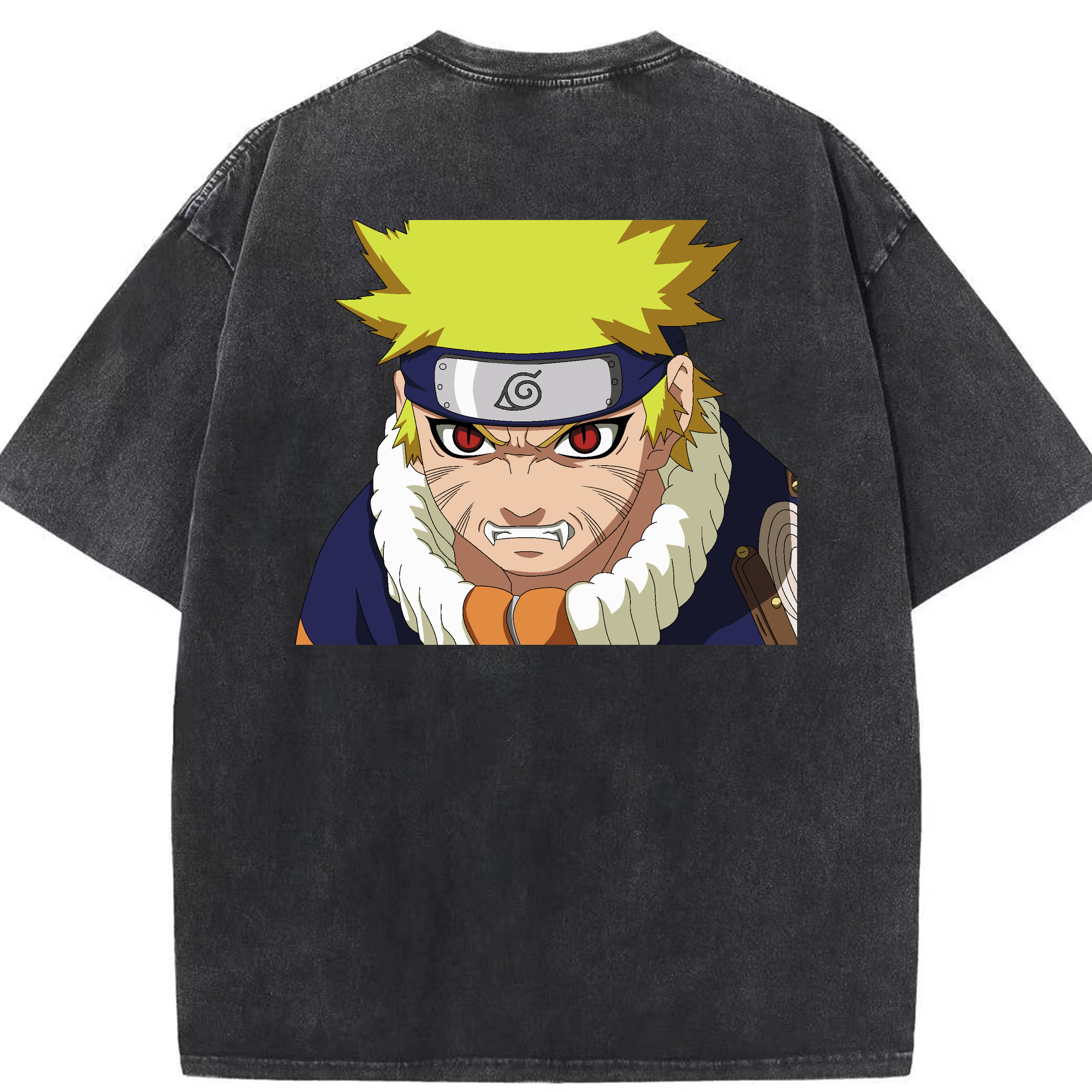 （画像用） NARUTO -ナルト- うずまき ナルト Uzumaki Naruto 綿100% ヴィンテージ風 半袖Tシャツ（背面プリント）