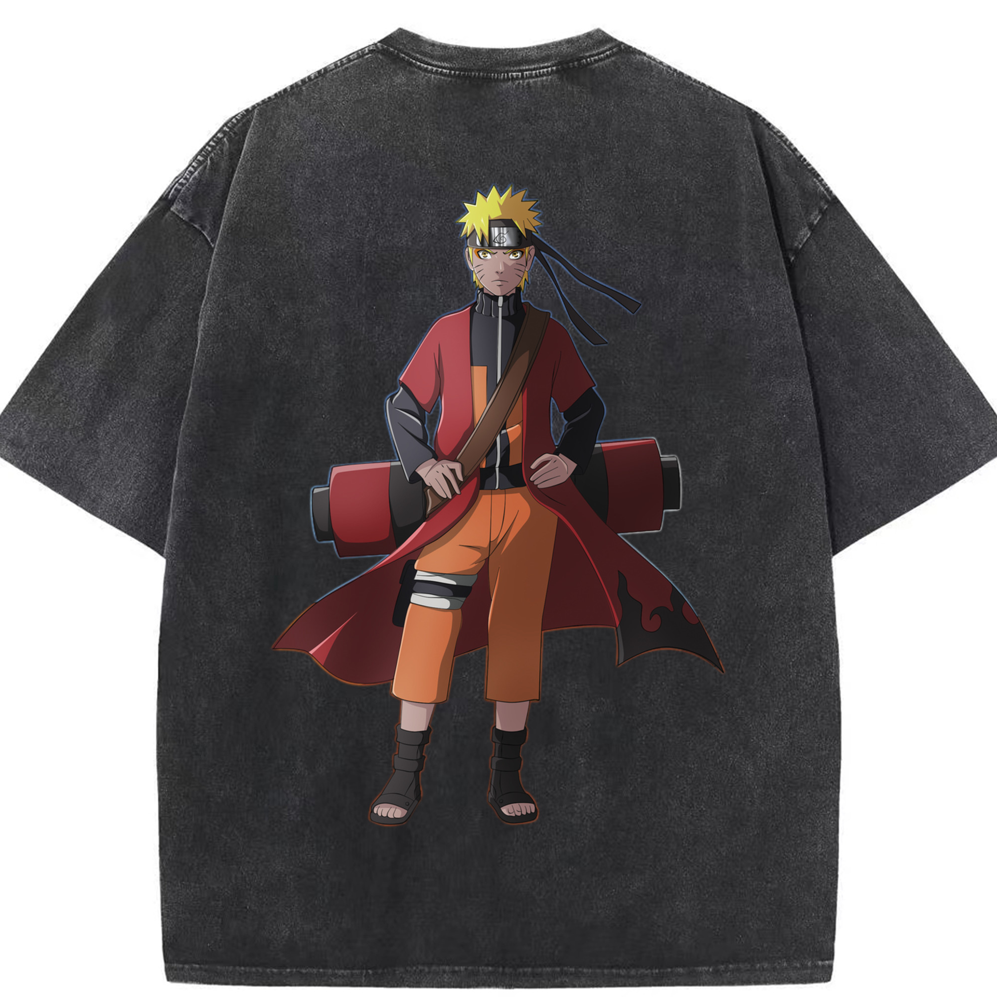 （画像用） NARUTO -ナルト- うずまき ナルト Uzumaki Naruto 綿100% ヴィンテージ風 半袖Tシャツ（背面プリント）