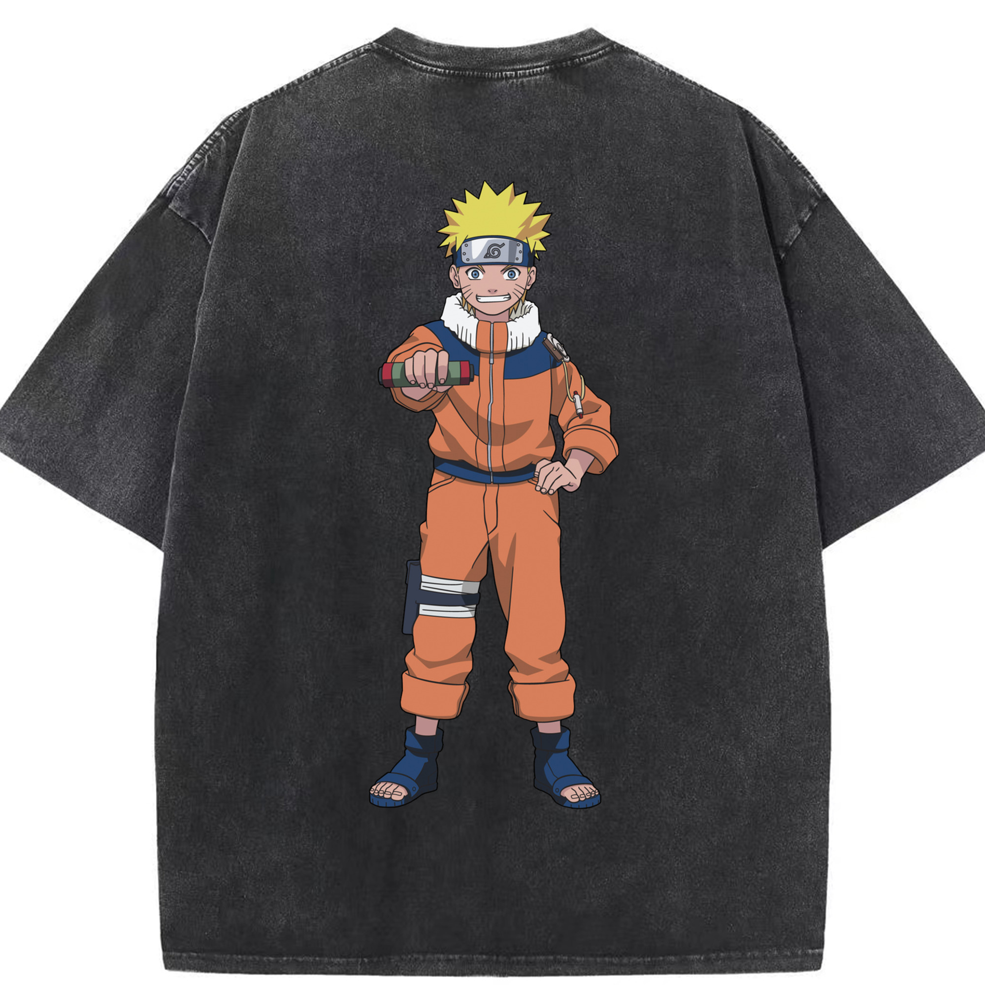 （画像用） NARUTO -ナルト- うずまき ナルト Uzumaki Naruto 綿100% ヴィンテージ風 半袖Tシャツ（背面プリント）