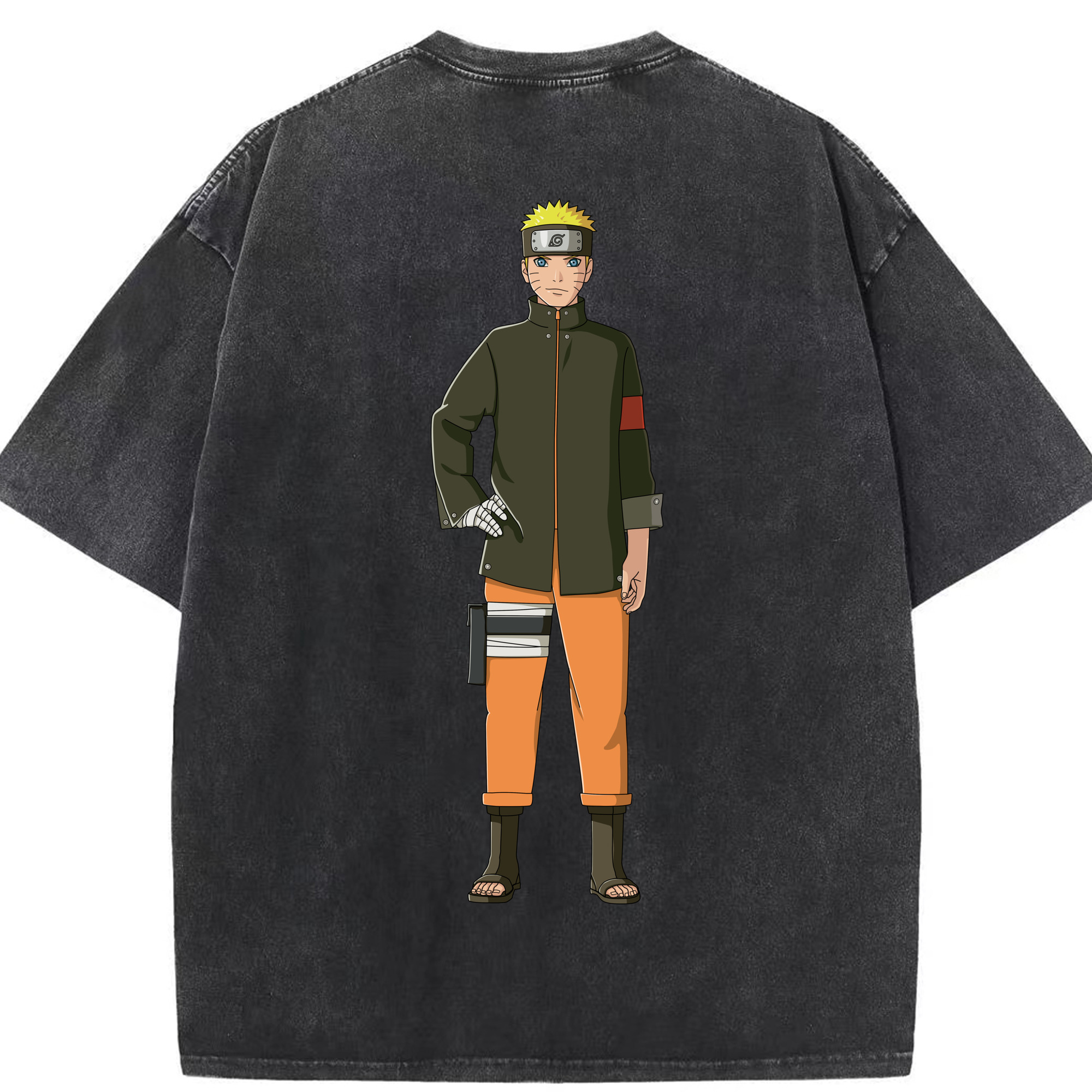（画像用） NARUTO -ナルト- うずまき ナルト Uzumaki Naruto 綿100% ヴィンテージ風 半袖Tシャツ（背面プリント）