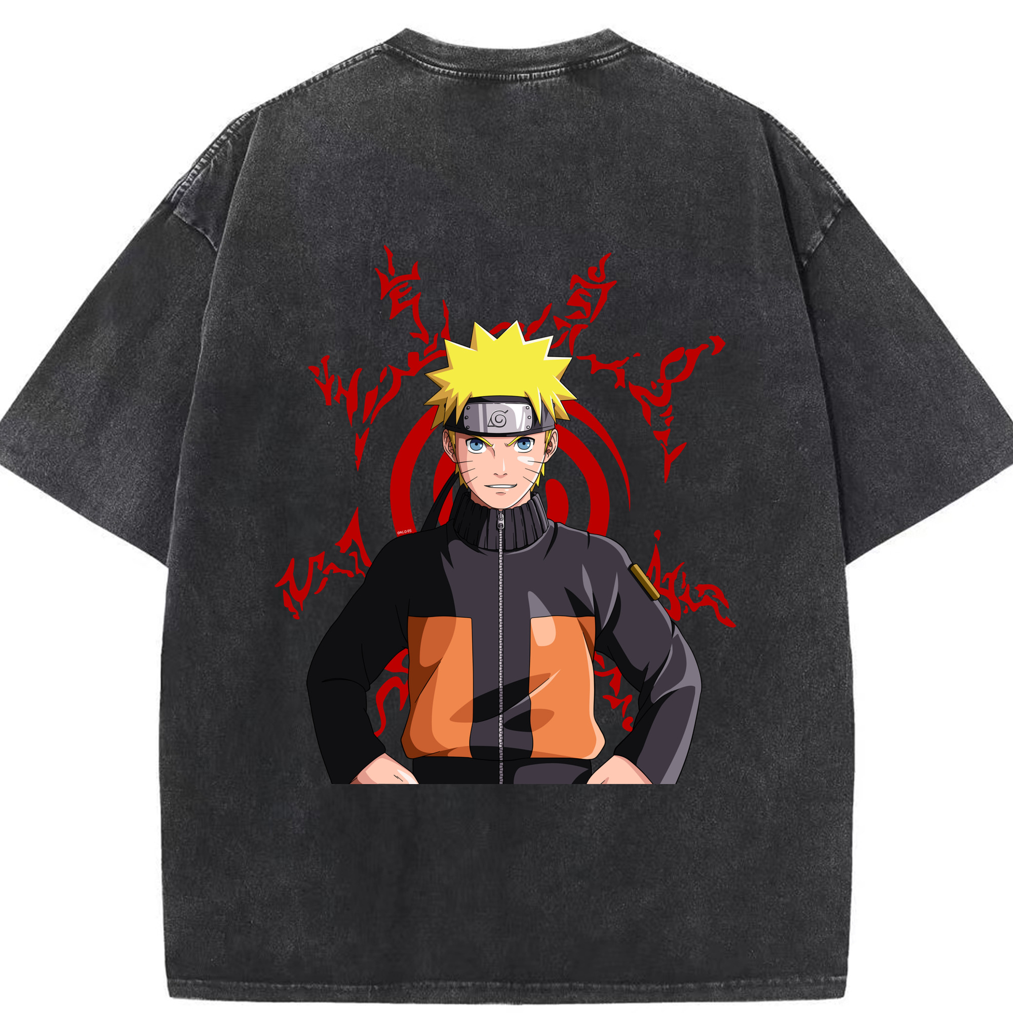 （画像用） NARUTO -ナルト- うずまき ナルト Uzumaki Naruto 綿100% ヴィンテージ風 半袖Tシャツ（背面プリント）
