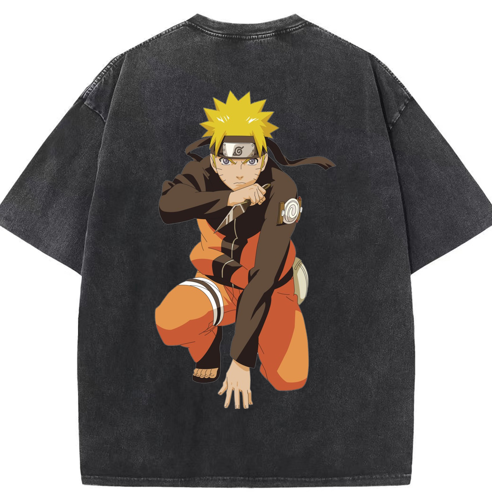 （画像用） NARUTO -ナルト- うずまき ナルト Uzumaki Naruto 綿100% ヴィンテージ風 半袖Tシャツ（背面プリント）