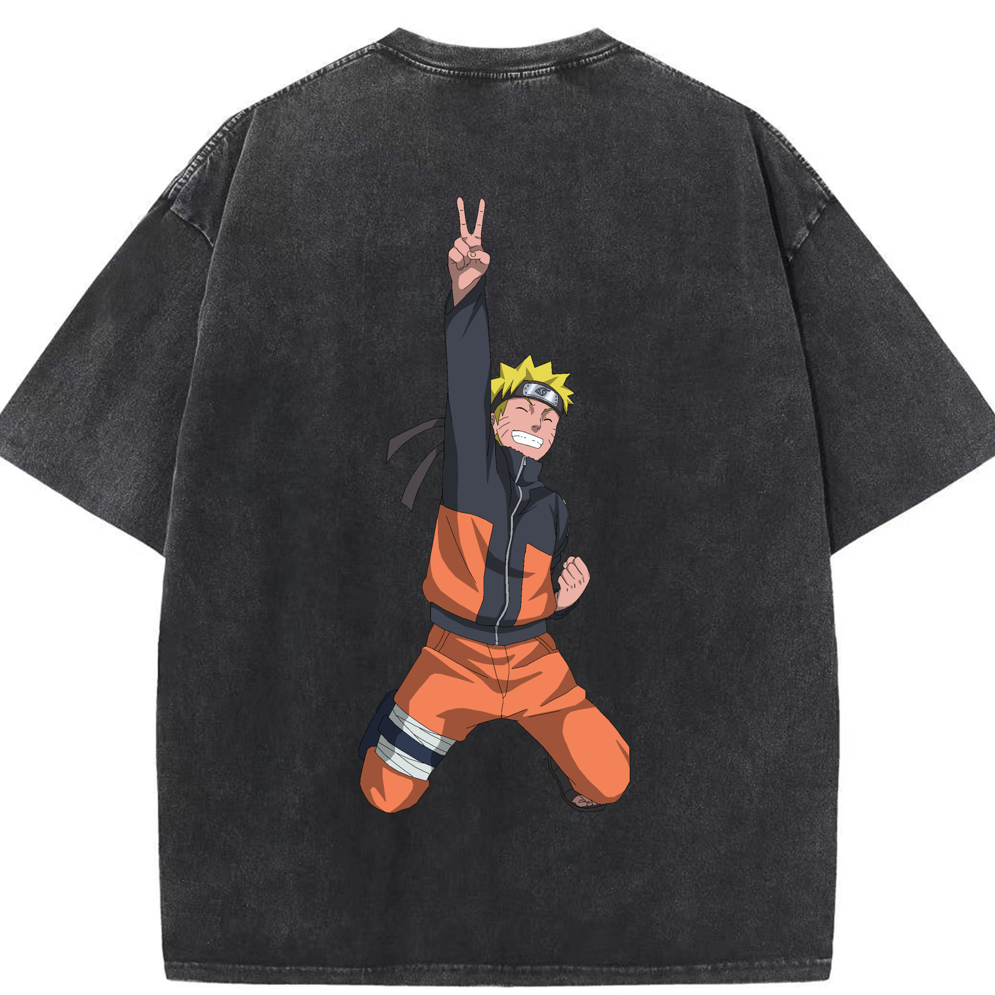 （画像用） NARUTO -ナルト- うずまき ナルト Uzumaki Naruto 綿100% ヴィンテージ風 半袖Tシャツ（背面プリント）