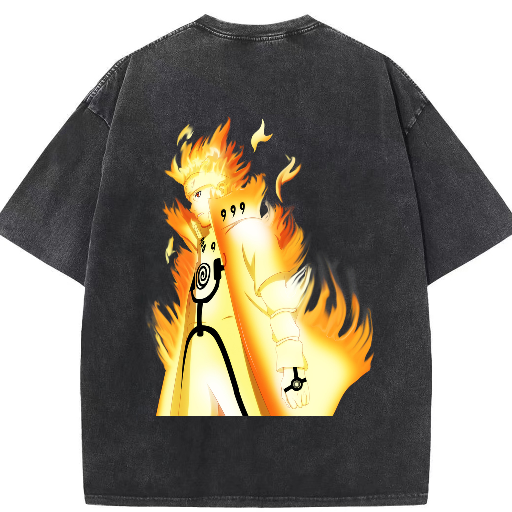 （画像用） NARUTO -ナルト- うずまき ナルト Uzumaki Naruto 綿100% ヴィンテージ風 半袖Tシャツ（背面プリント）