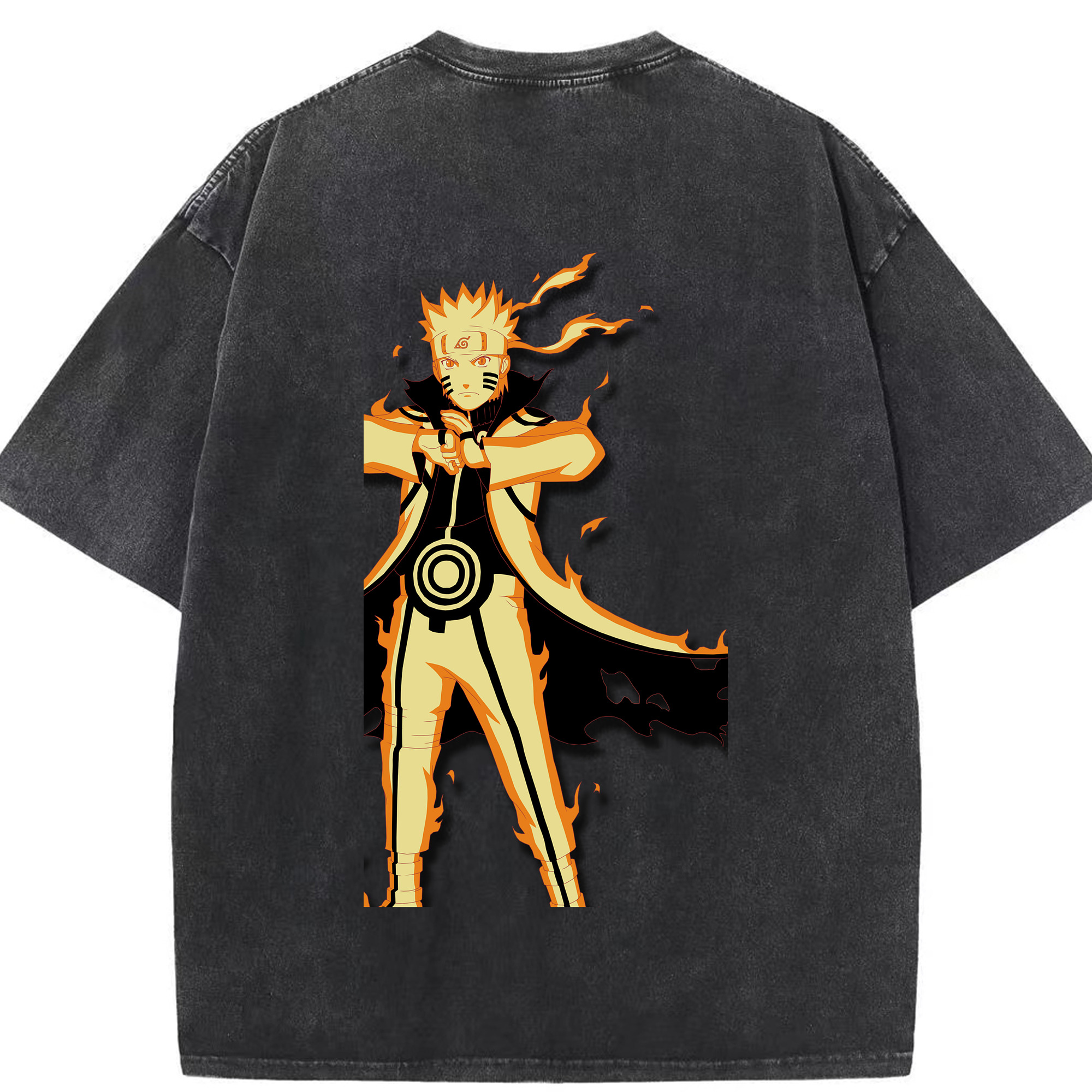 （画像用） NARUTO -ナルト- うずまき ナルト Uzumaki Naruto 綿100% ヴィンテージ風 半袖Tシャツ（背面プリント）
