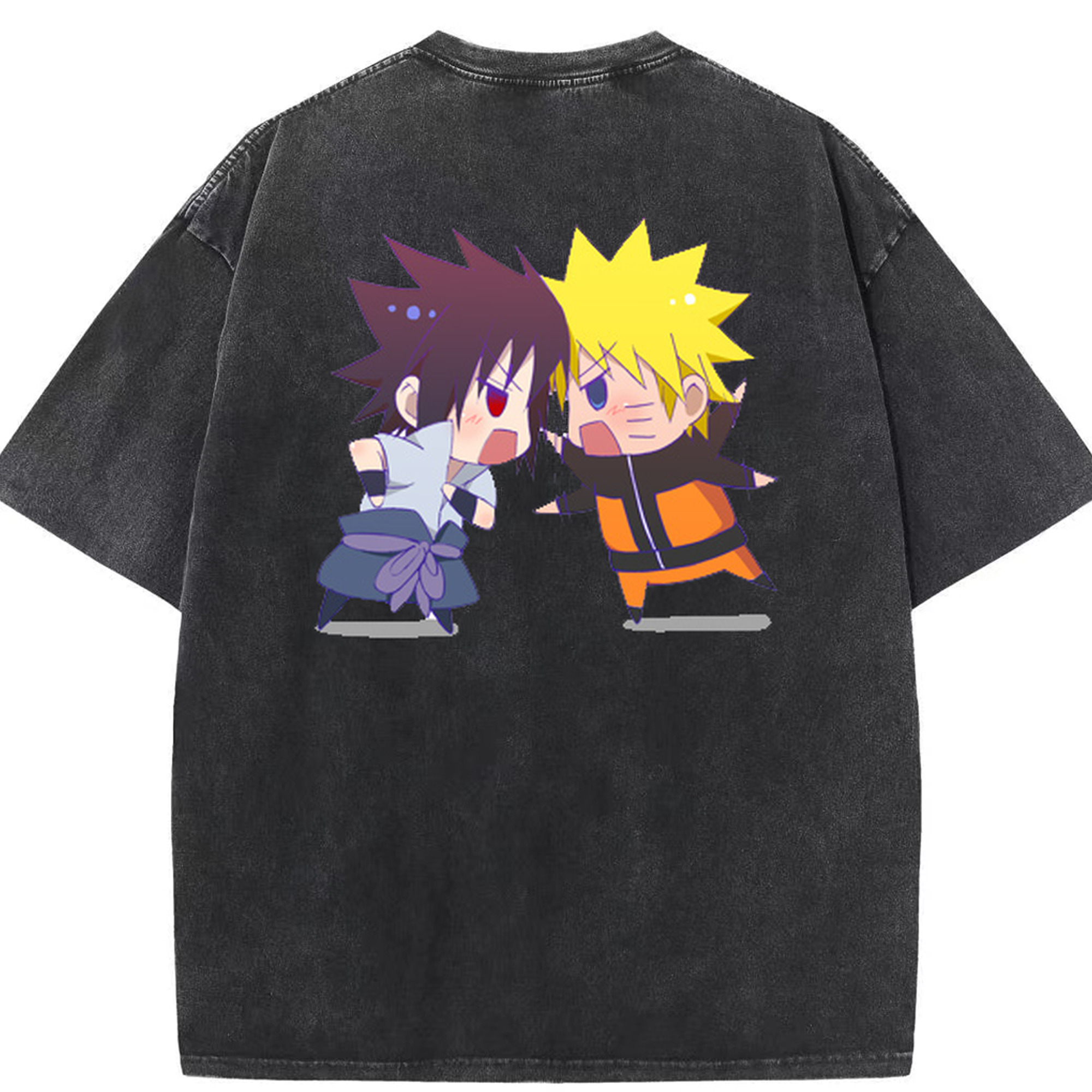 （画像用） NARUTO -ナルト- うずまき ナルト Uzumaki Naruto 綿100% ヴィンテージ風 半袖Tシャツ（背面プリント）