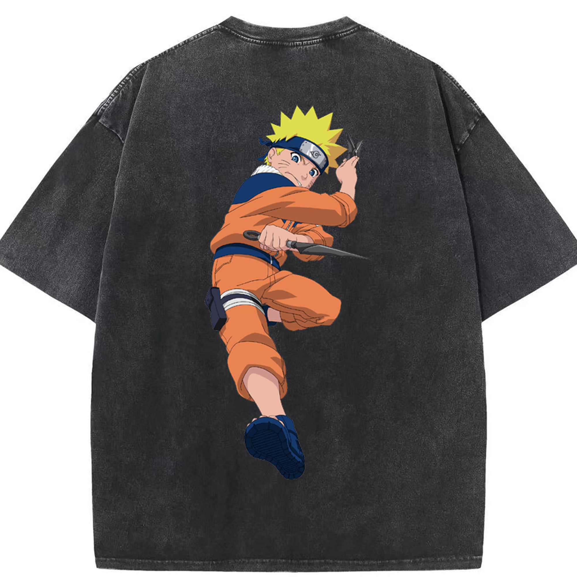（画像用） NARUTO -ナルト- うずまき ナルト Uzumaki Naruto 綿100% ヴィンテージ風 半袖Tシャツ（背面プリント）